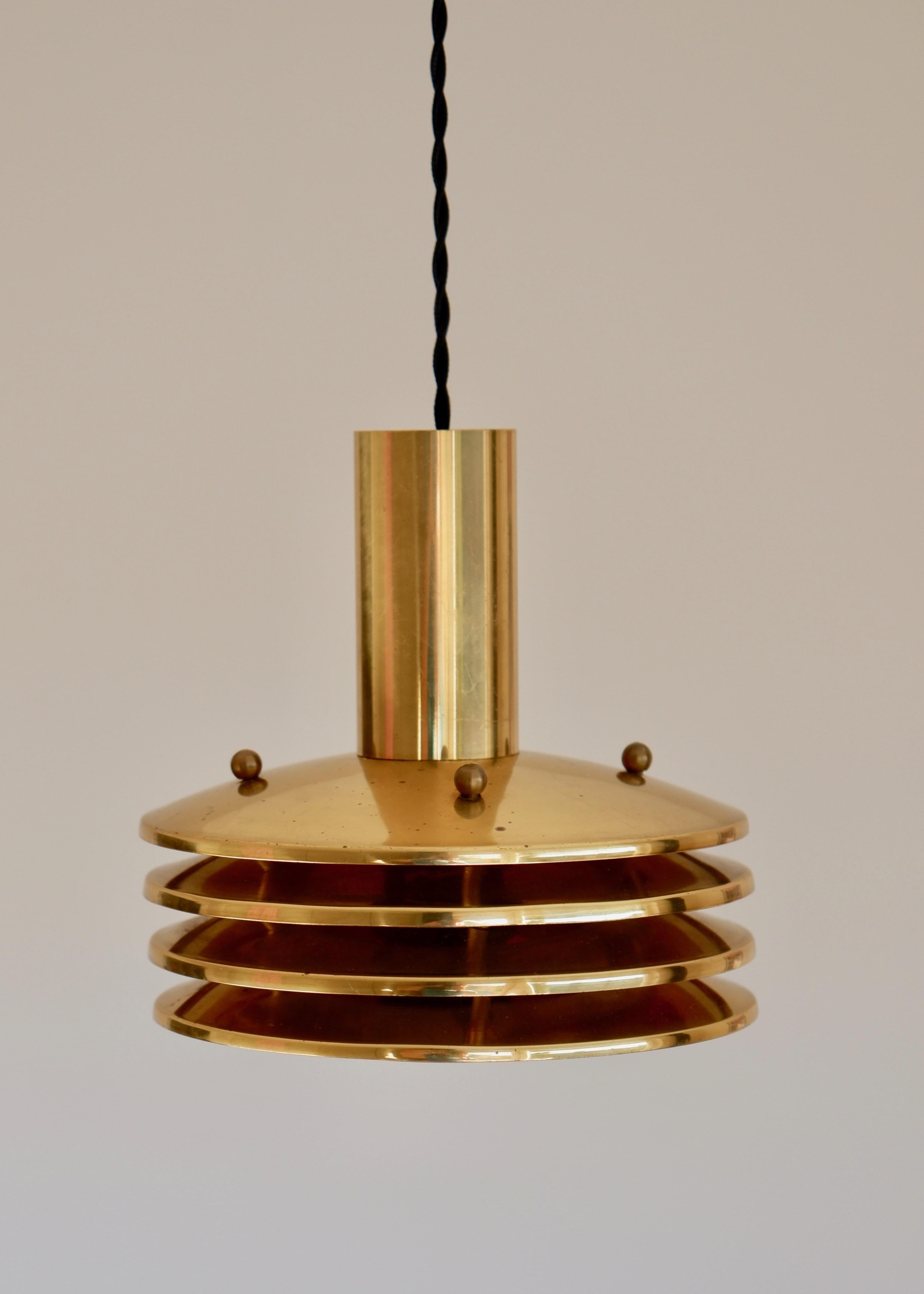 Kari Ruokonen Ceiling Light, circa 1960, Brass & Glass, Finland 5