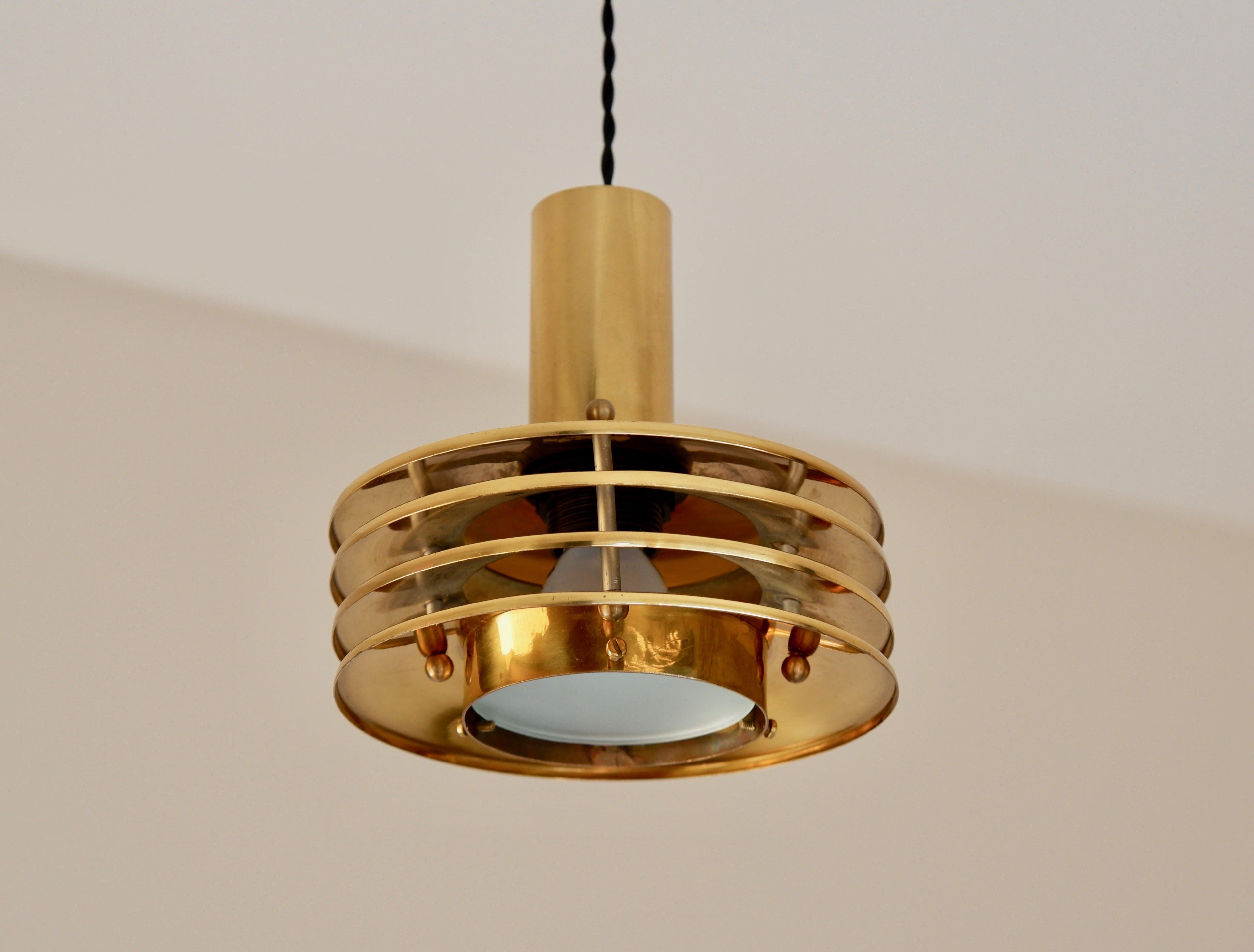 Kari Ruokonen Ceiling Light, circa 1960, Brass & Glass, Finland 6