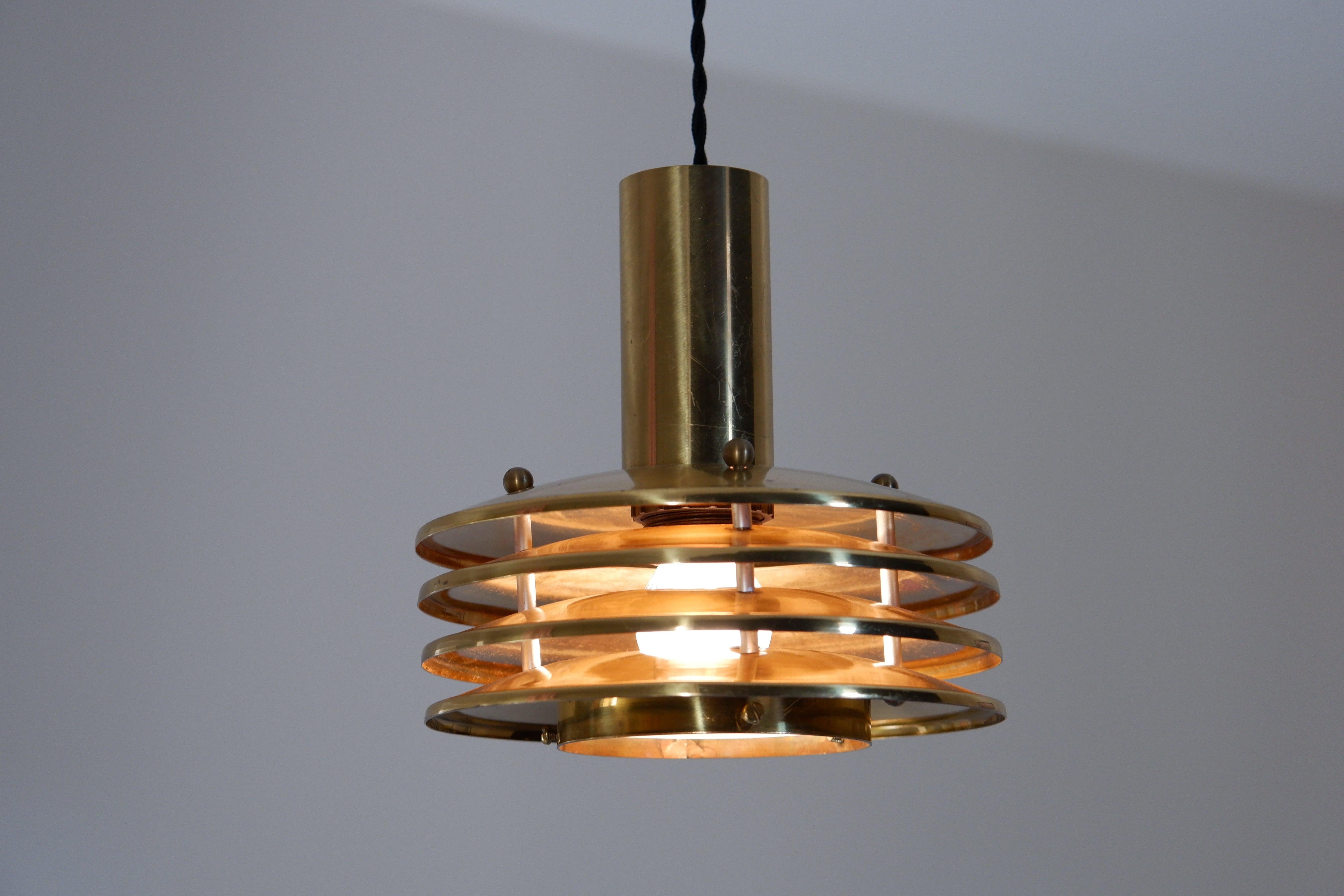 Kari Ruokonen Ceiling Light, circa 1960, Brass & Glass, Finland 11