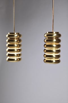 Kari Ruokonen, Pair of Brass Ceiling Lights, Finland, 1960s
