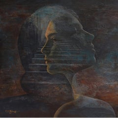 "Flight of Stares" Painting 39" x 39" inch by Karim Abd Elmalak