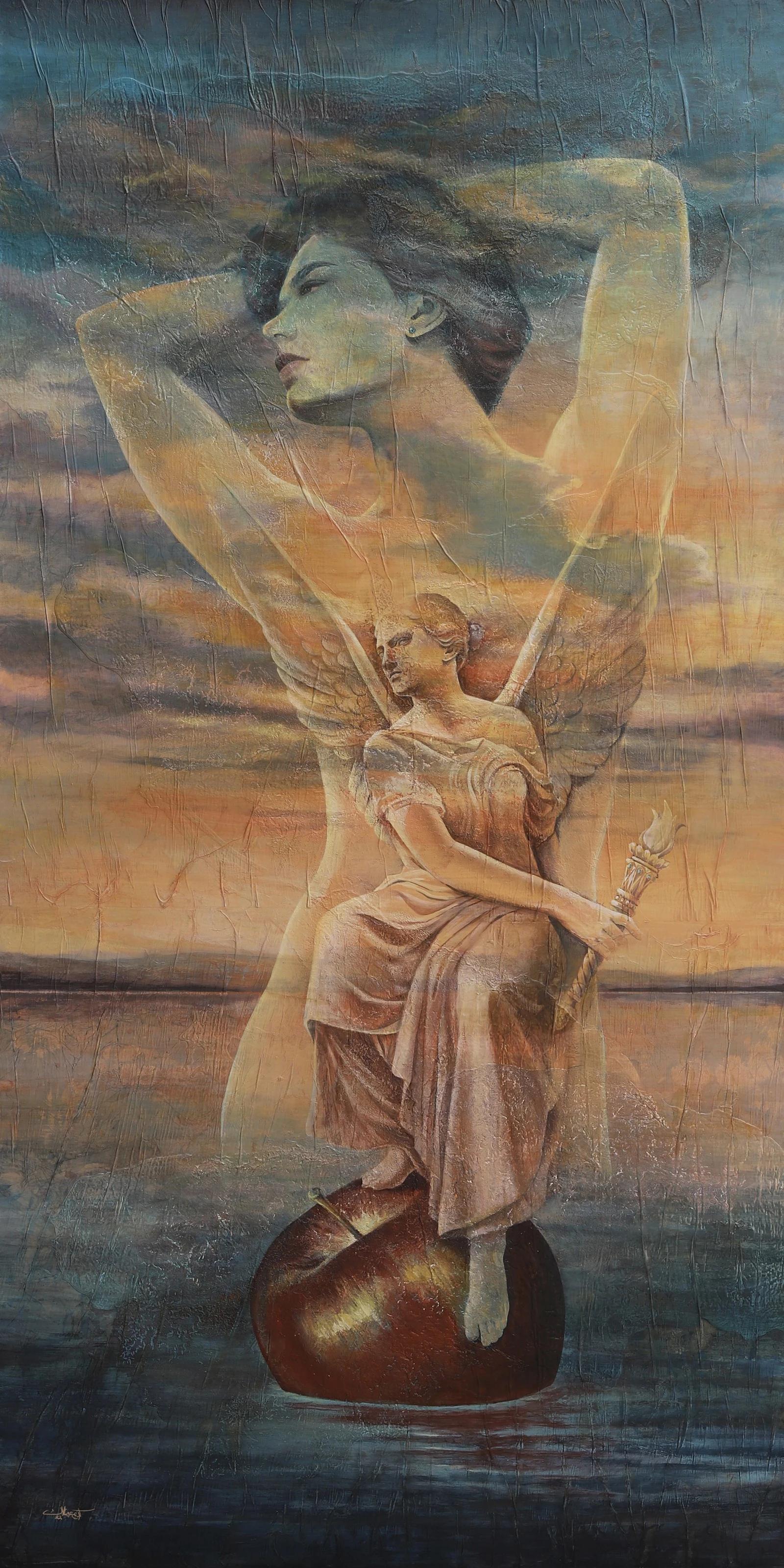 "New Soul" Pittura a tecnica mista 71" x 35" pollici di Karim Abd Elmalak