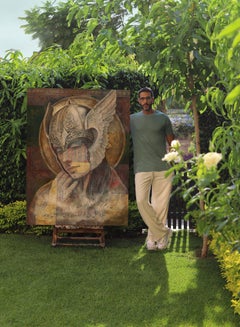 "Superviviente" Pintura Retrato Figurativo 63" x 47" pulgadas por Karim Abd Elmalak