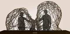 « You and Me » : sculpture abstraite unique en fil de fer, 24 pouces x 47 pouces, par Karim Abd Elmalak