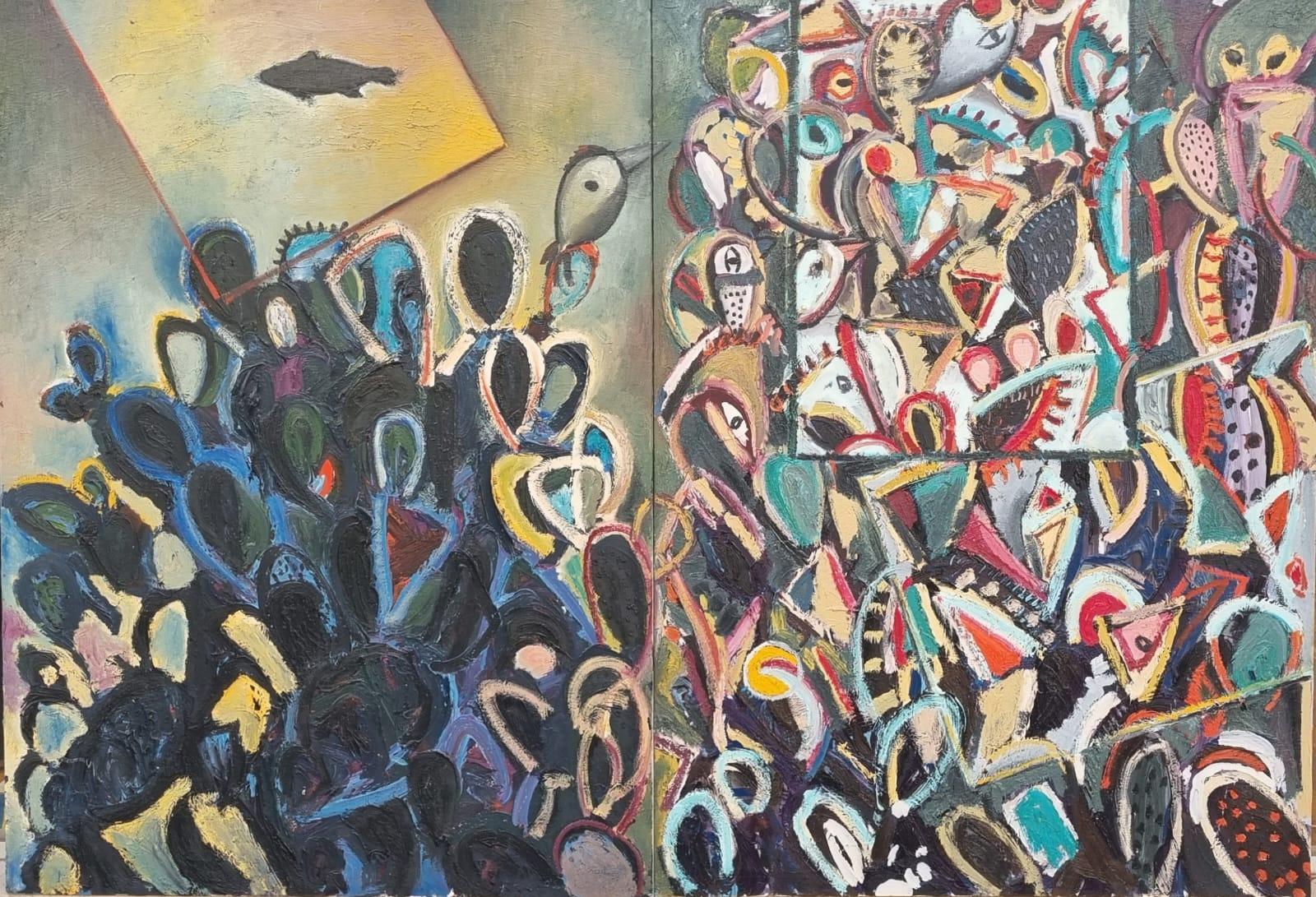 Cactus Diptych - Contemporary Painting by Karim Abu Shakra