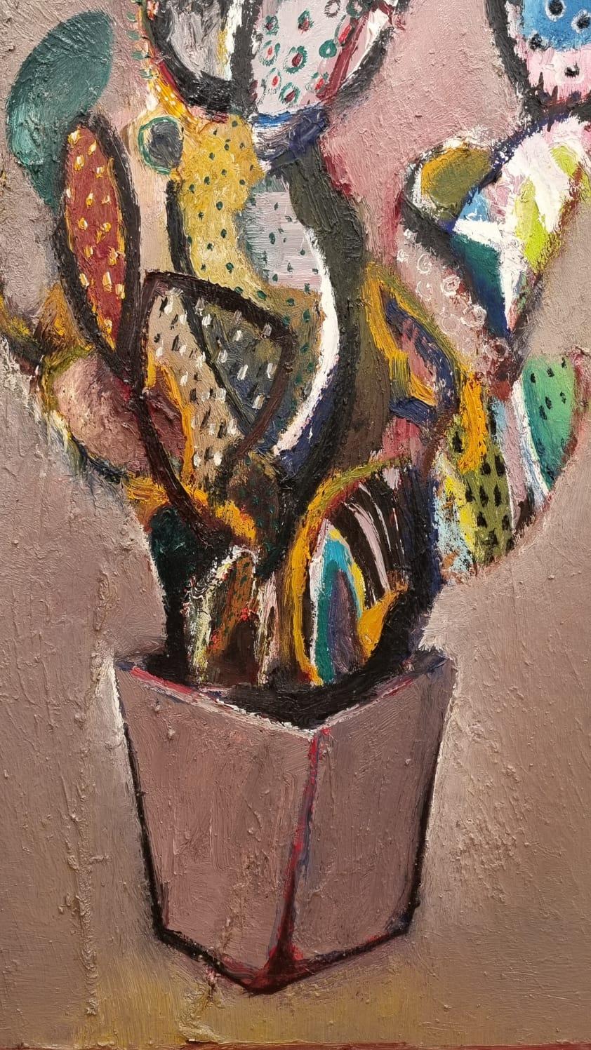 Cactus su Purole - Painting Contemporaneo di Karim Abu Shakra