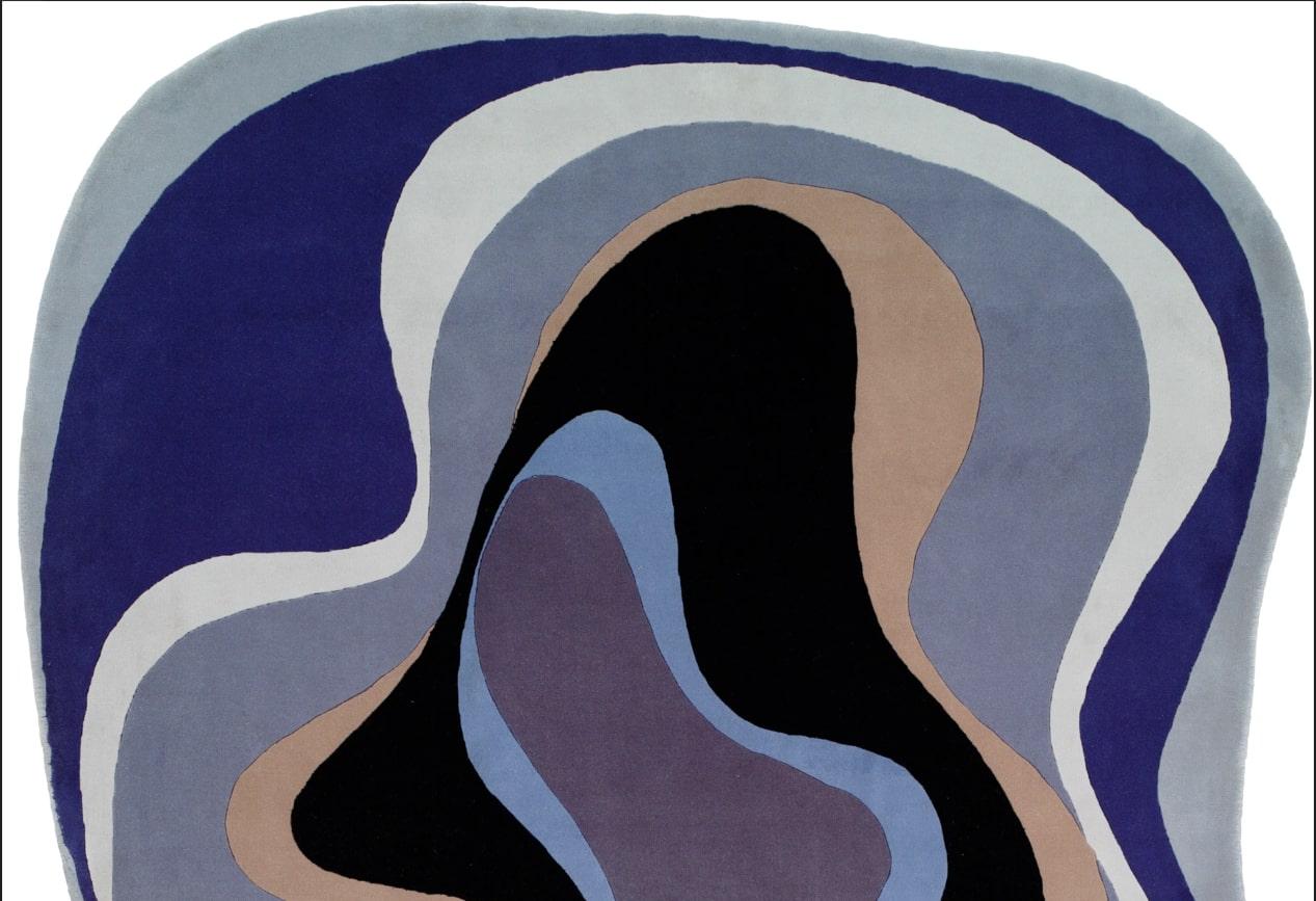 Karim Rashid - 'Abstract 003 Blue' Rug 6' x 9'
Material: 100% Wool

Enhance your home with an extraordinary rug designed by Karim Rashid. One of the most prolific designers of our time, Karim Rashid has won numerous awards for his innovative