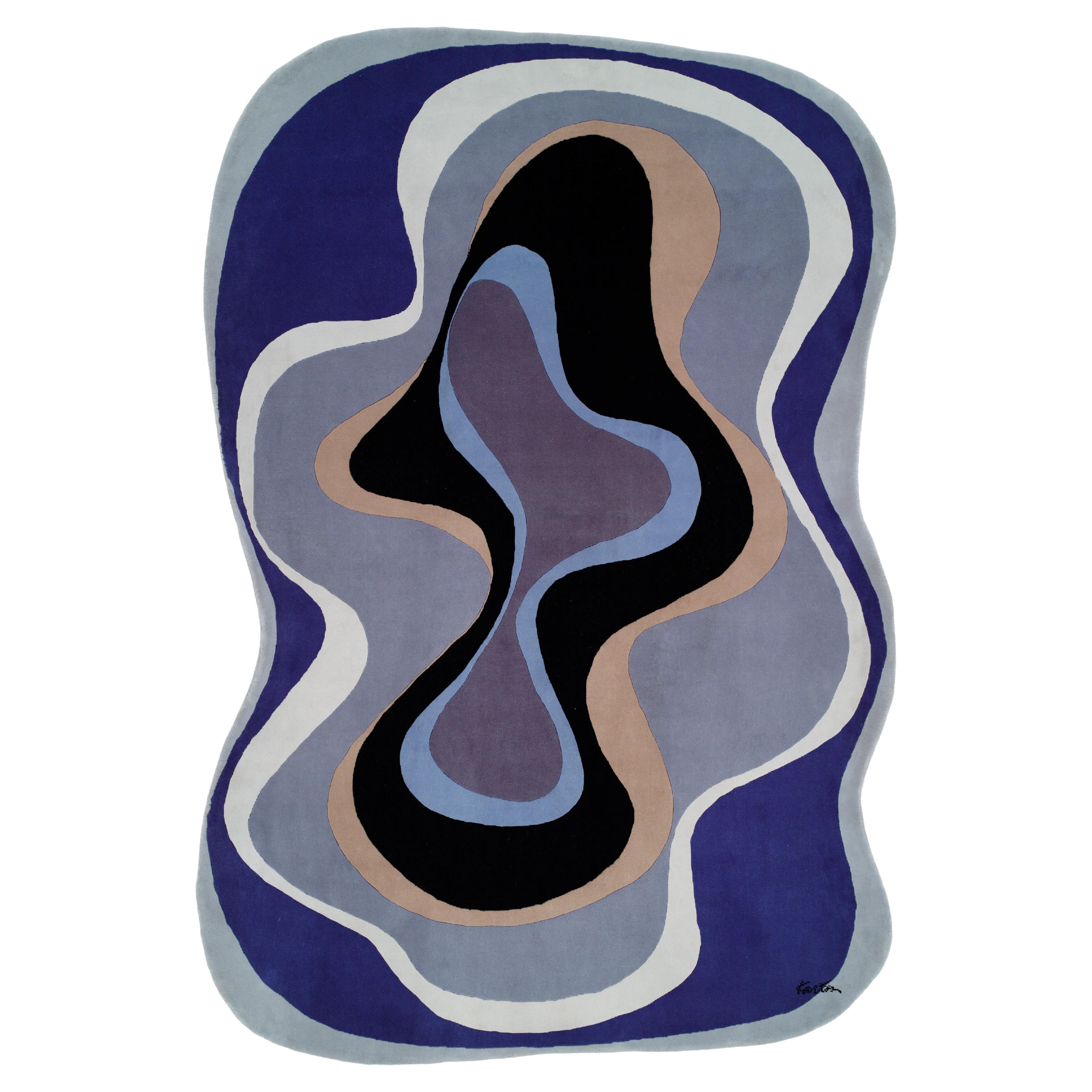 Karim Rashid – „Abstrakt 003 Blau“ Teppich 6' x 9'
