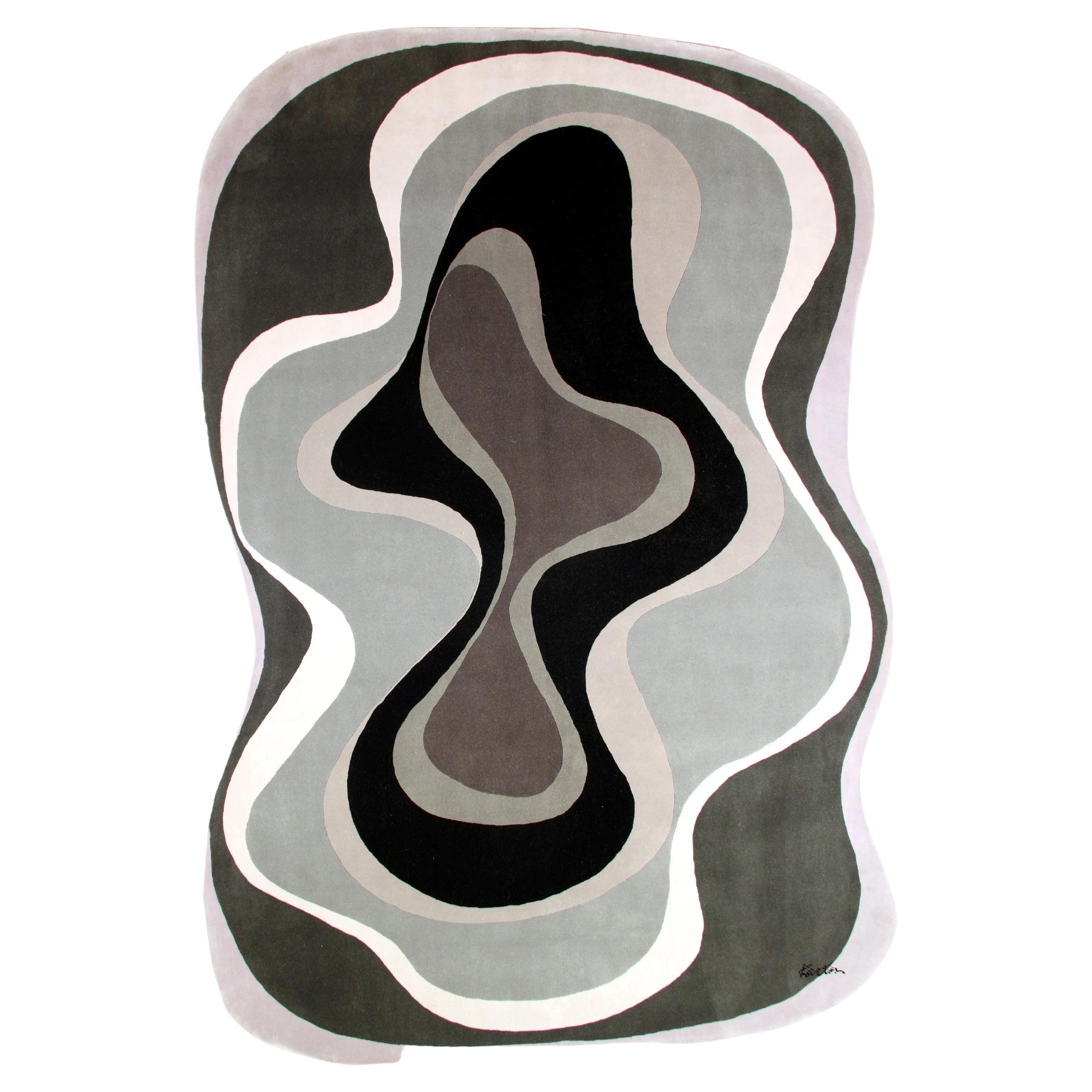 Karim Rashid, 'Abstract 003 Grey' Rug For Sale