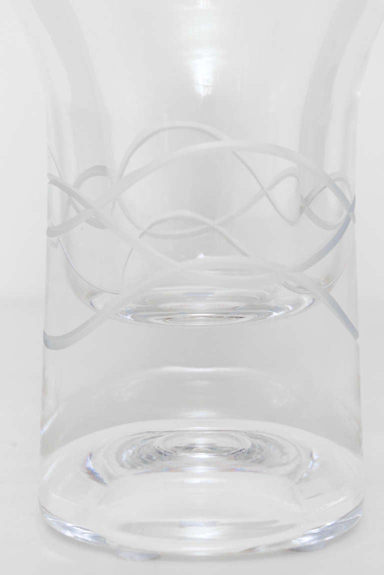Karim Rashid for Nambe Figure 8 Crystal Glass Etched Vase For Sale at