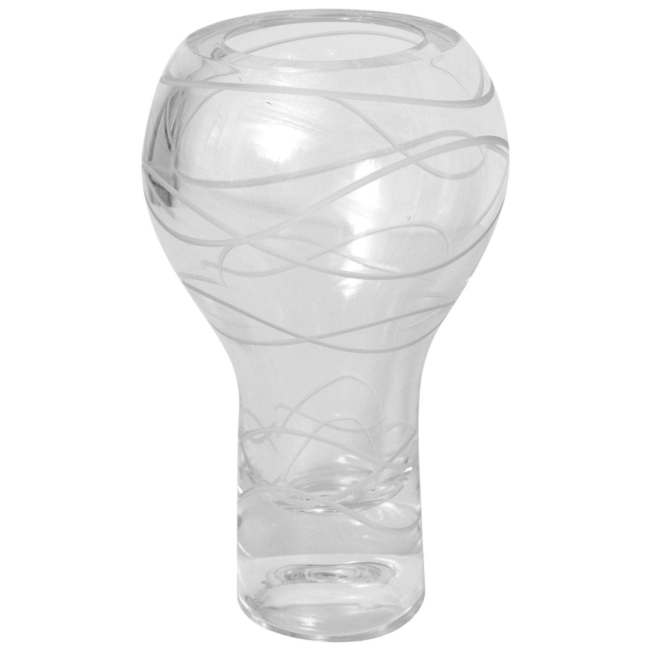 Karim Rashid for Nambe Figure 8 Crystal Glass Etched Vase For Sale