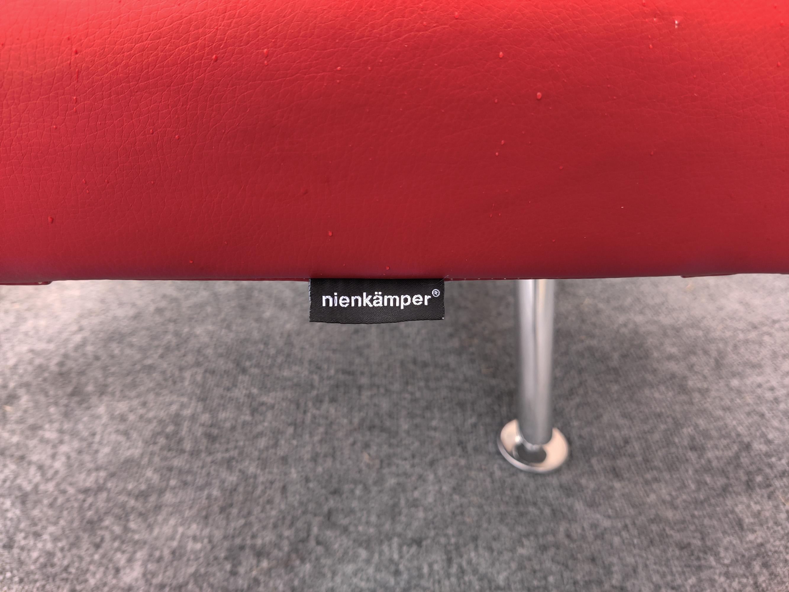 Karim Rashid for Nienkamper Verde Red Leather & Aluminum Modern 3-Seat Sofa For Sale 8