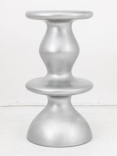 Karim Rashid Silver-Tone Lacquered Resin Pedestal, Modern Design