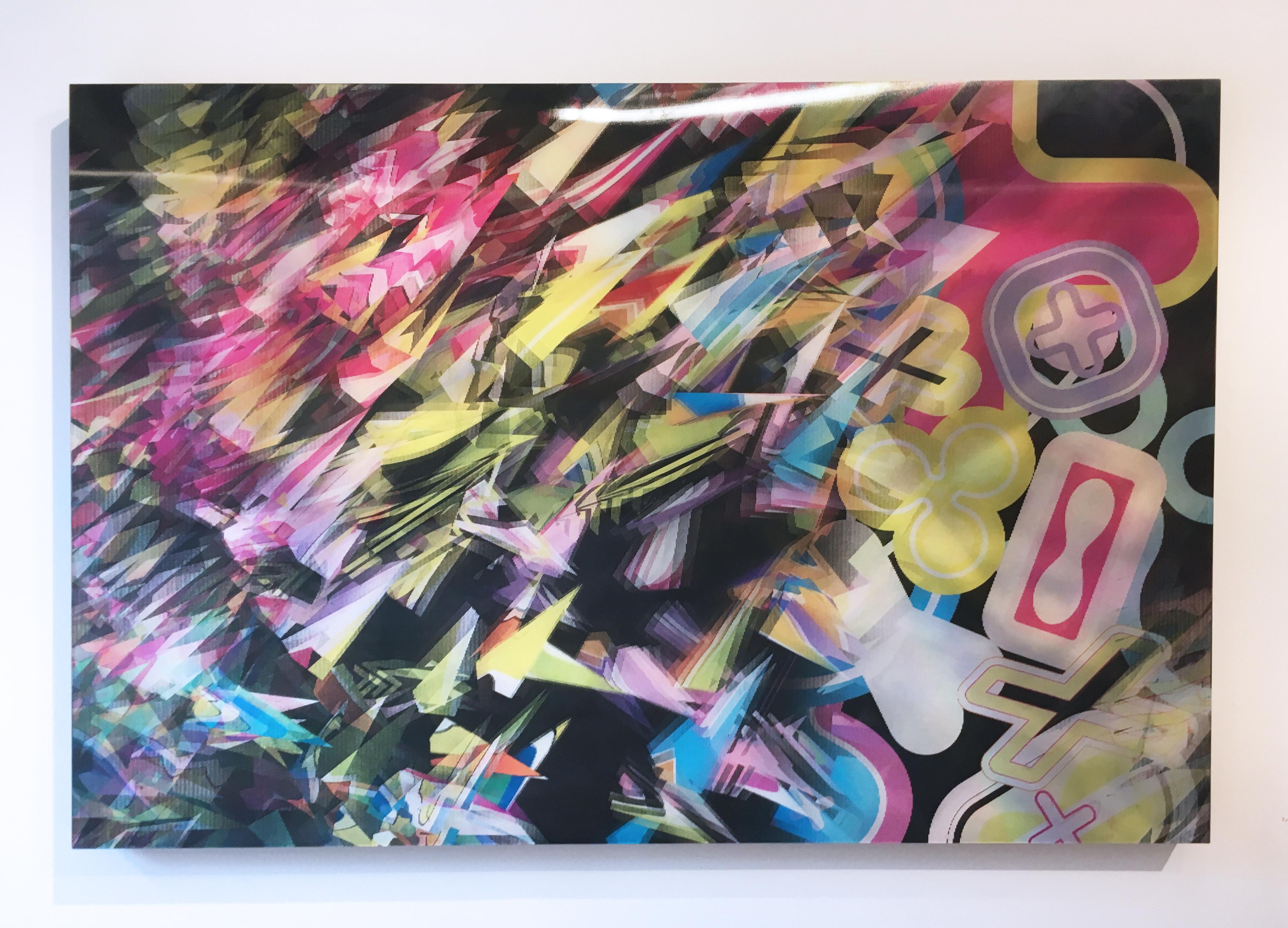Eksplosion, lenticular, abstract geometric, bold lines, strong pink - Mixed Media Art by Karim Rashid