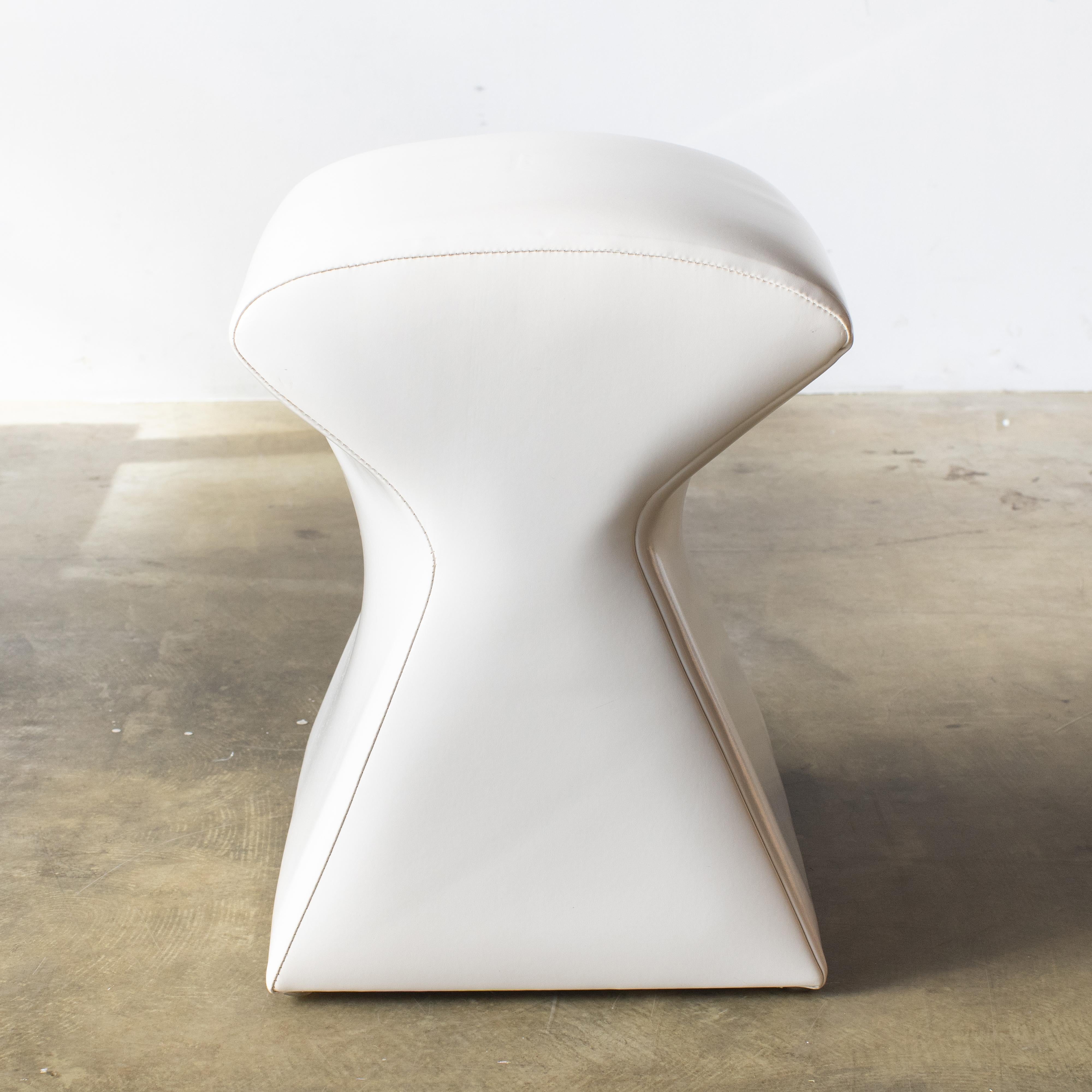 Shroom designed by Karim Rashid for Idee, Japan. This is one of Karim Rashid furniture produced by Idee in the 90s to early 2000s. Designed in 1998. Upholstered in original enamel white fabric.