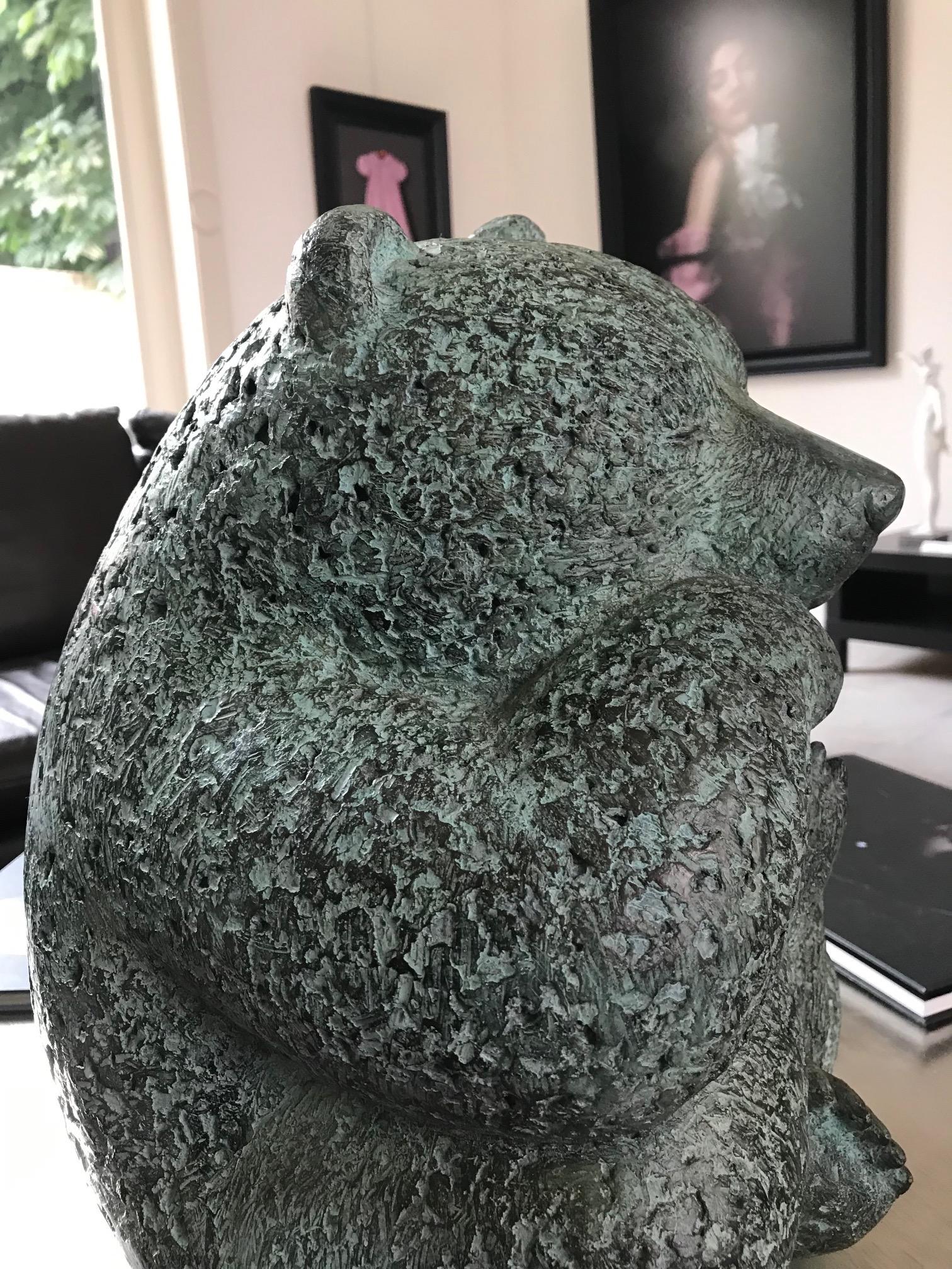 ''Buddha Bear'' Contemporary Bronze Green Sculpture of a Bear  1