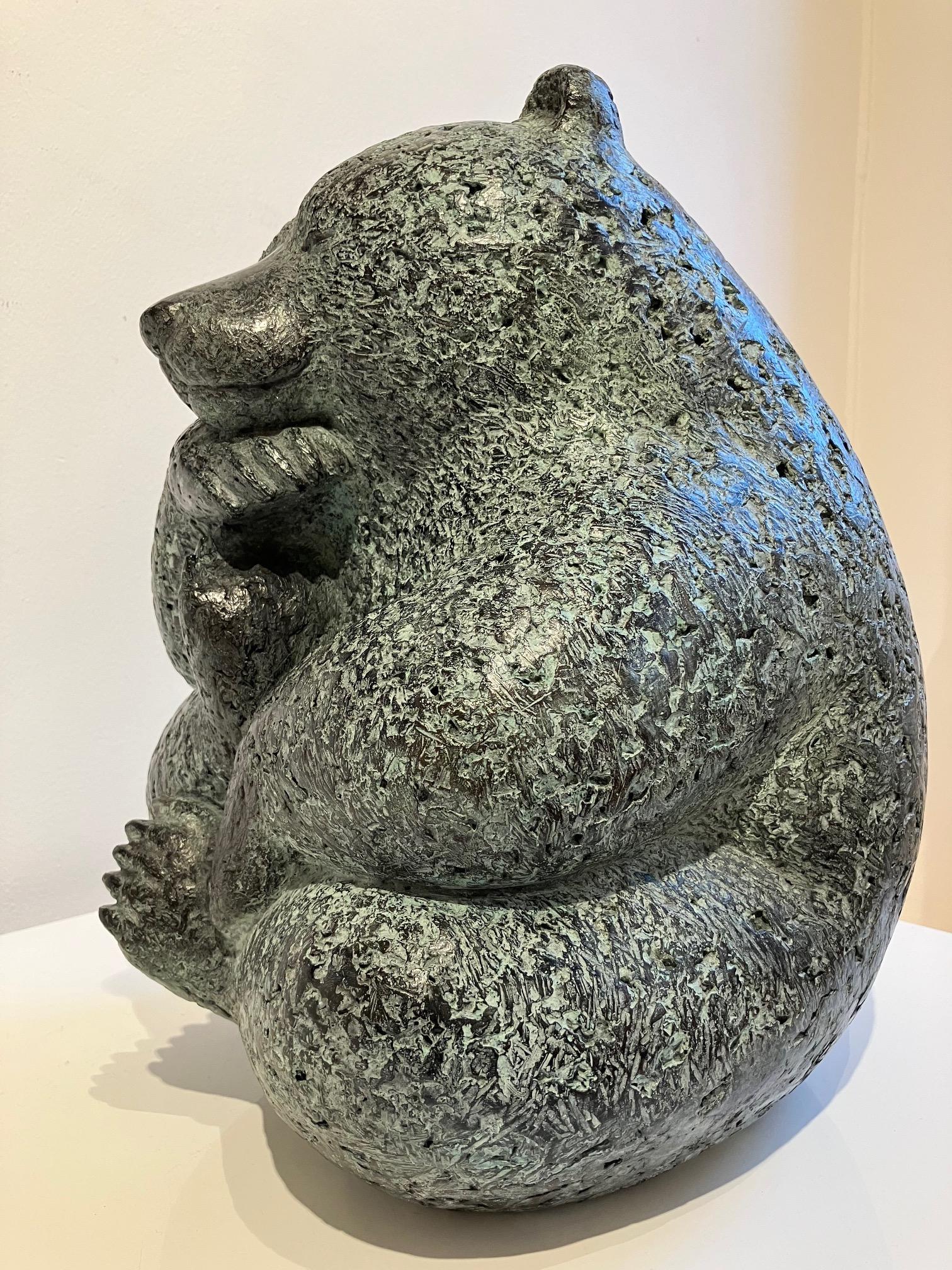 ''Buddha Bear'' Contemporary Bronze Green Sculpture of a Bear  For Sale 4