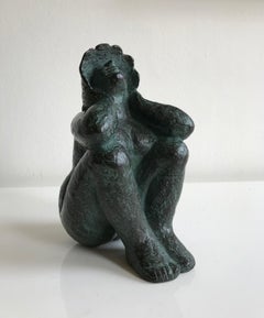 Zeitgenössische holländische Bronzeskulptur einer Frau mit Sonnenhut, „In the Sun“