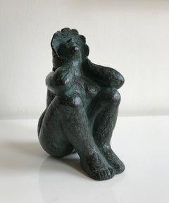 ''In the Sun'' Dutch Contemporary Bronze Sculpture of Woman with Sun Hat