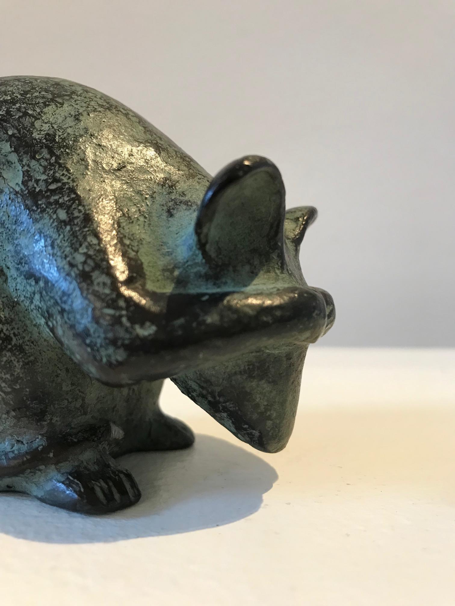 ''Mouse, Hiding'' Dutch Contemporary Bronze Sculpture of a Mouse Hiding 1