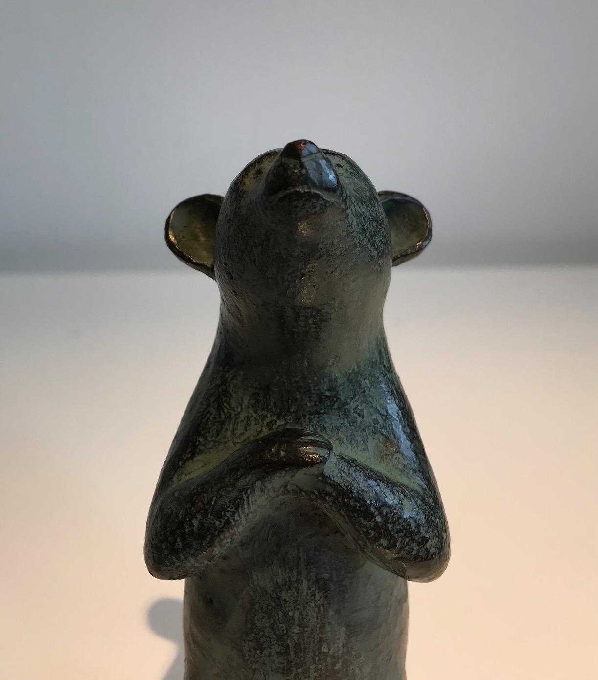 ''Mouse, Standing'' Dutch Contemporary Bronze Sculpture of a Mouse Hiding 2