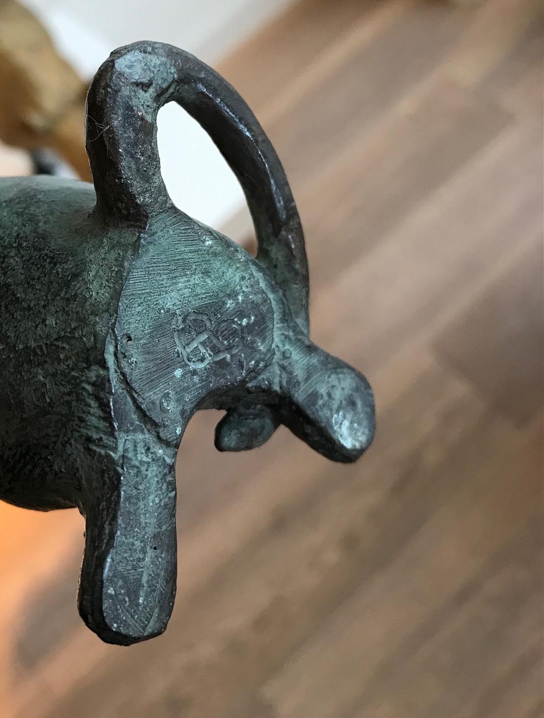 ''Mouse, Standing'' Dutch Contemporary Bronze Sculpture of a Mouse Hiding 3