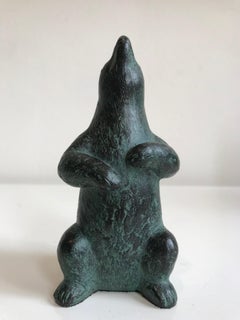 ''What do I Smell'' Contemporary Bronze Green Sculpture of a Bear