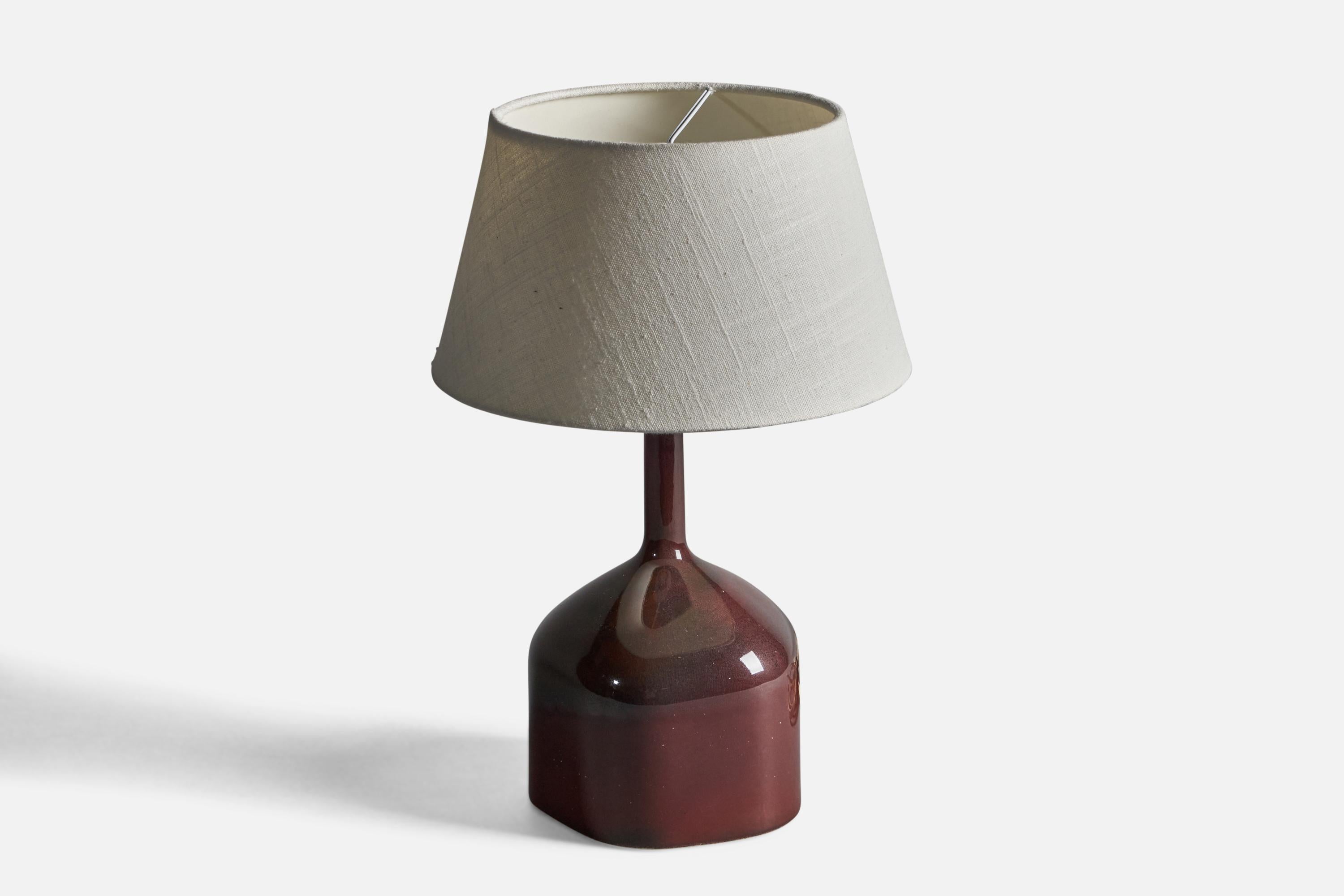 Mid-Century Modern Karin Björquist, Table Lamp, Stoneware, Fabric, Sweden, 1960s For Sale