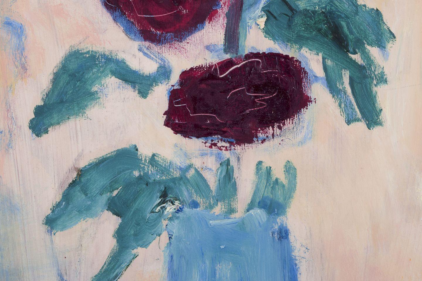 Late 20th Century Karin Blix, Swedish artist. Oil on wood panel. Still life with flowers For Sale
