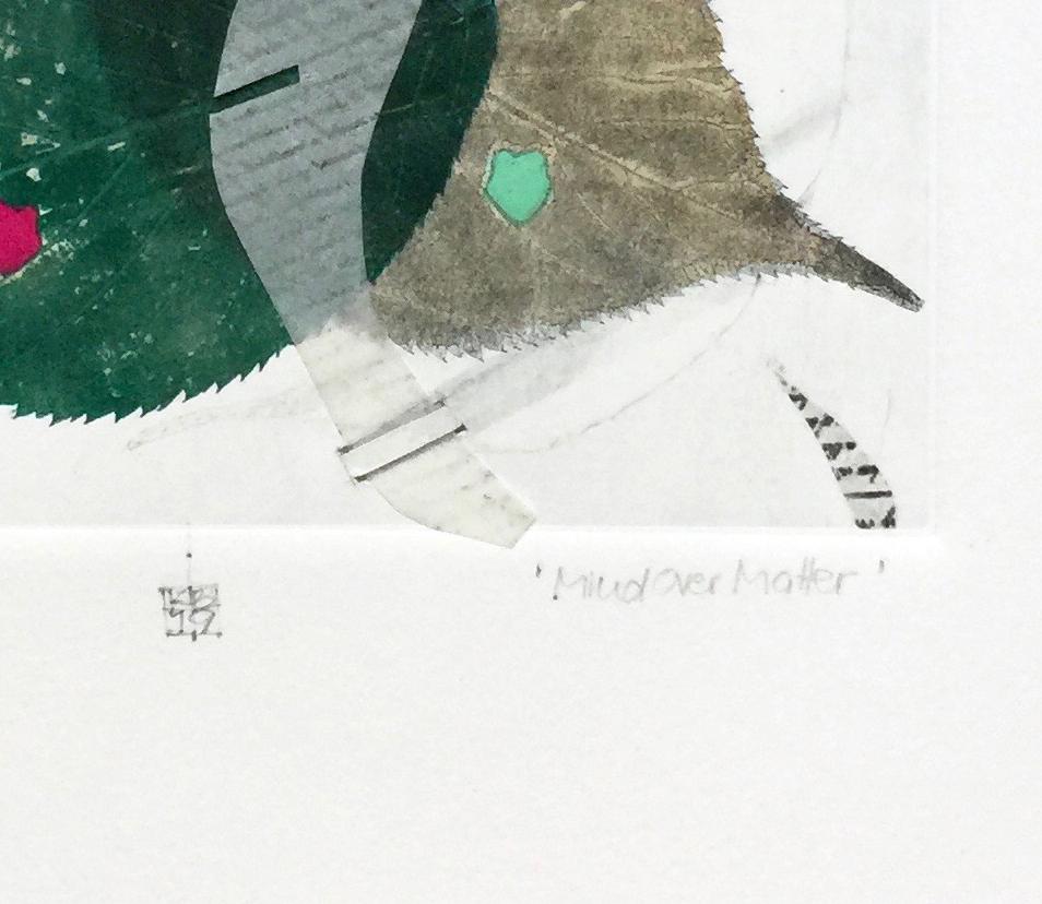 Mind Over Matter, hojas verdes, técnica mixta sobre papel en venta 1