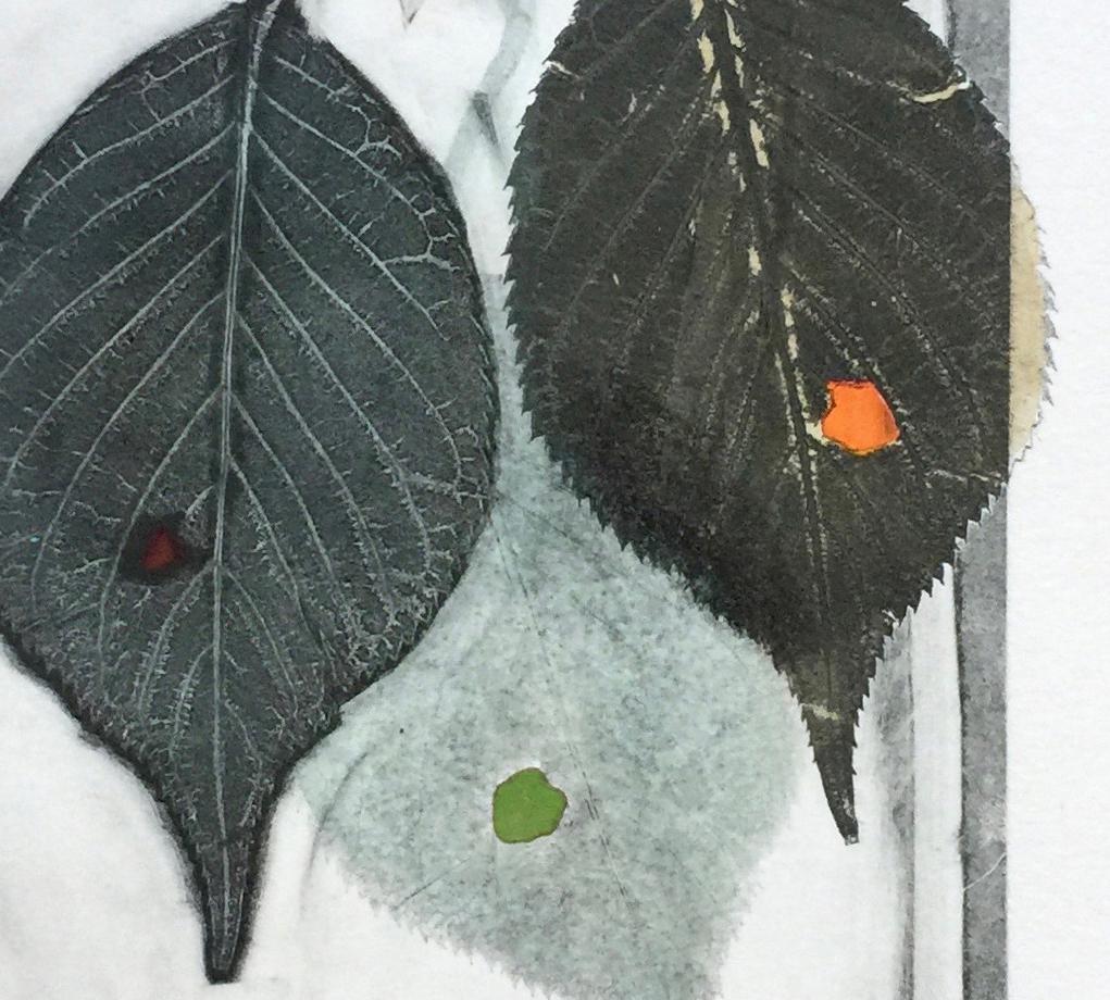 Rustling I, grüne Blätter, Mischtechnik auf Papier (Zeitgenössisch), Art, von Karin Bruckner