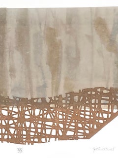 GroundSwell  (geometric, abstract, neutrals, texture, chine colle, monotype)