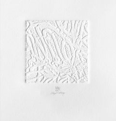 LoopDiLoop 4, monoprint a tecnica mista su carta, bianco, astratto e minimale