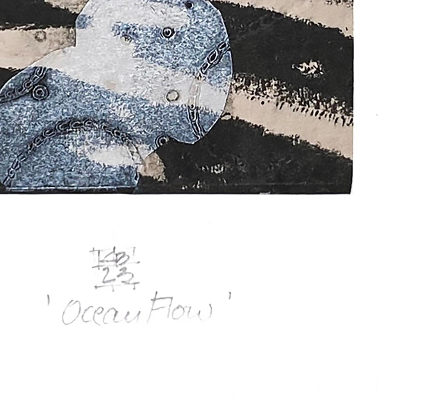 OceanFlow  (Muster, organisch, abstrakt, Schwarz und Weiß, Monotypie) (Abstrakt), Print, von Karin Bruckner