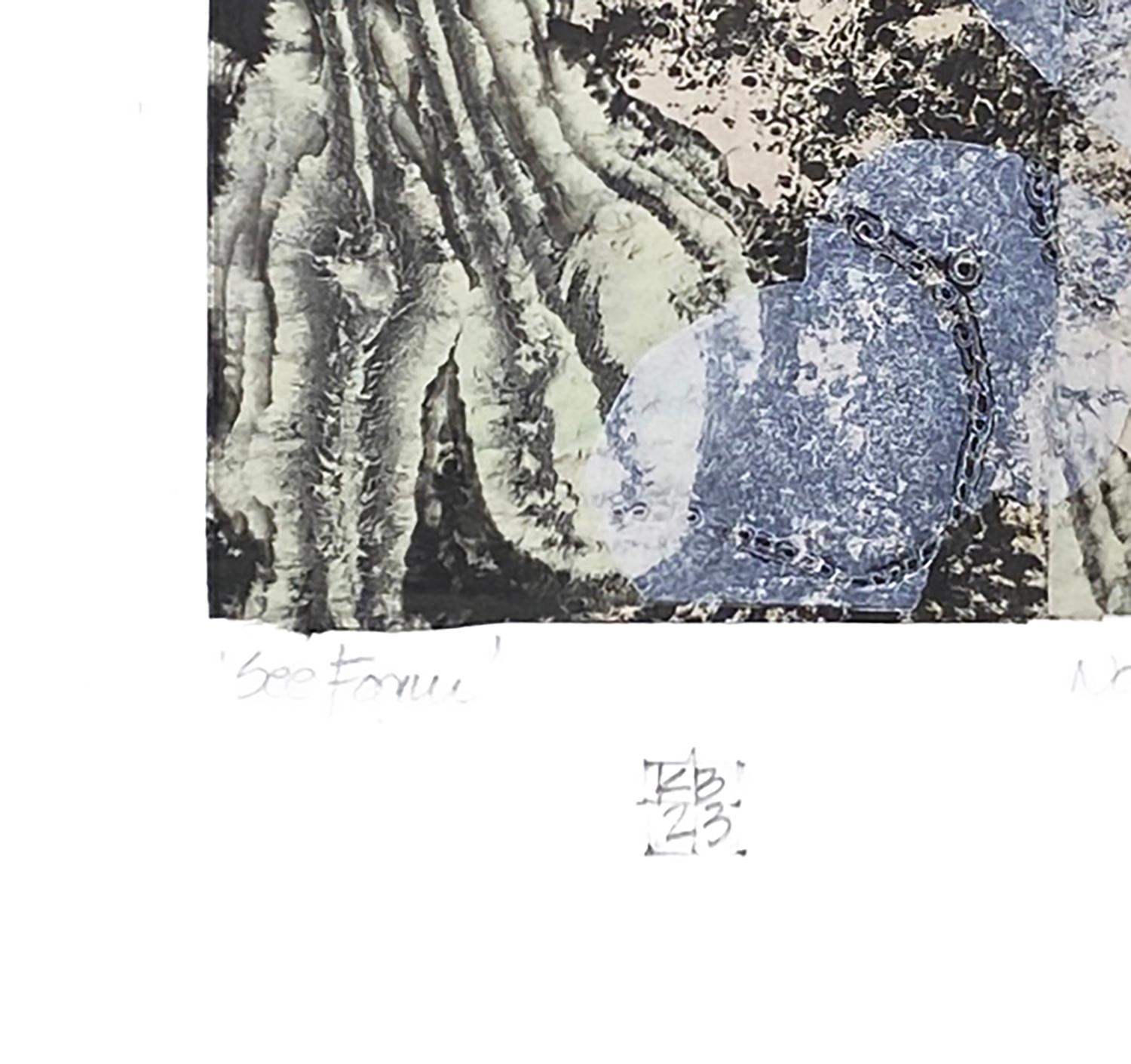 SeeSchaum No2  (Muster, organisch, abstrakt, Schwarz und Weiß, Monotypie) (Abstrakt), Print, von Karin Bruckner