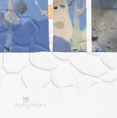 ShiftingHorizons (acqua, organico, foglia d'argento, blu, texture, monotipo)