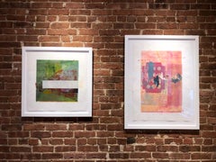 WhiteOutInside, monocopia abstracta verde y morada sobre papel