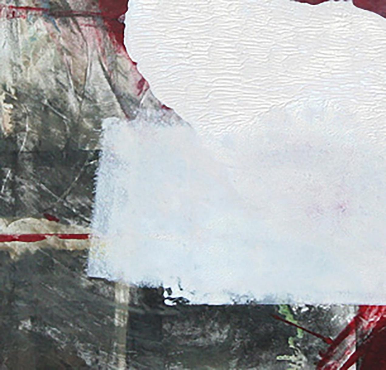 WhiteOutOutside (astratto, rosso, arancione, tonalità calda, stampa) - Abstract Print Marrone di Karin Bruckner