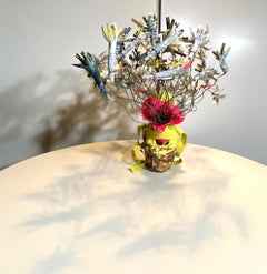 Accolades, mixed media sculpture with ballet shoes, multicolored