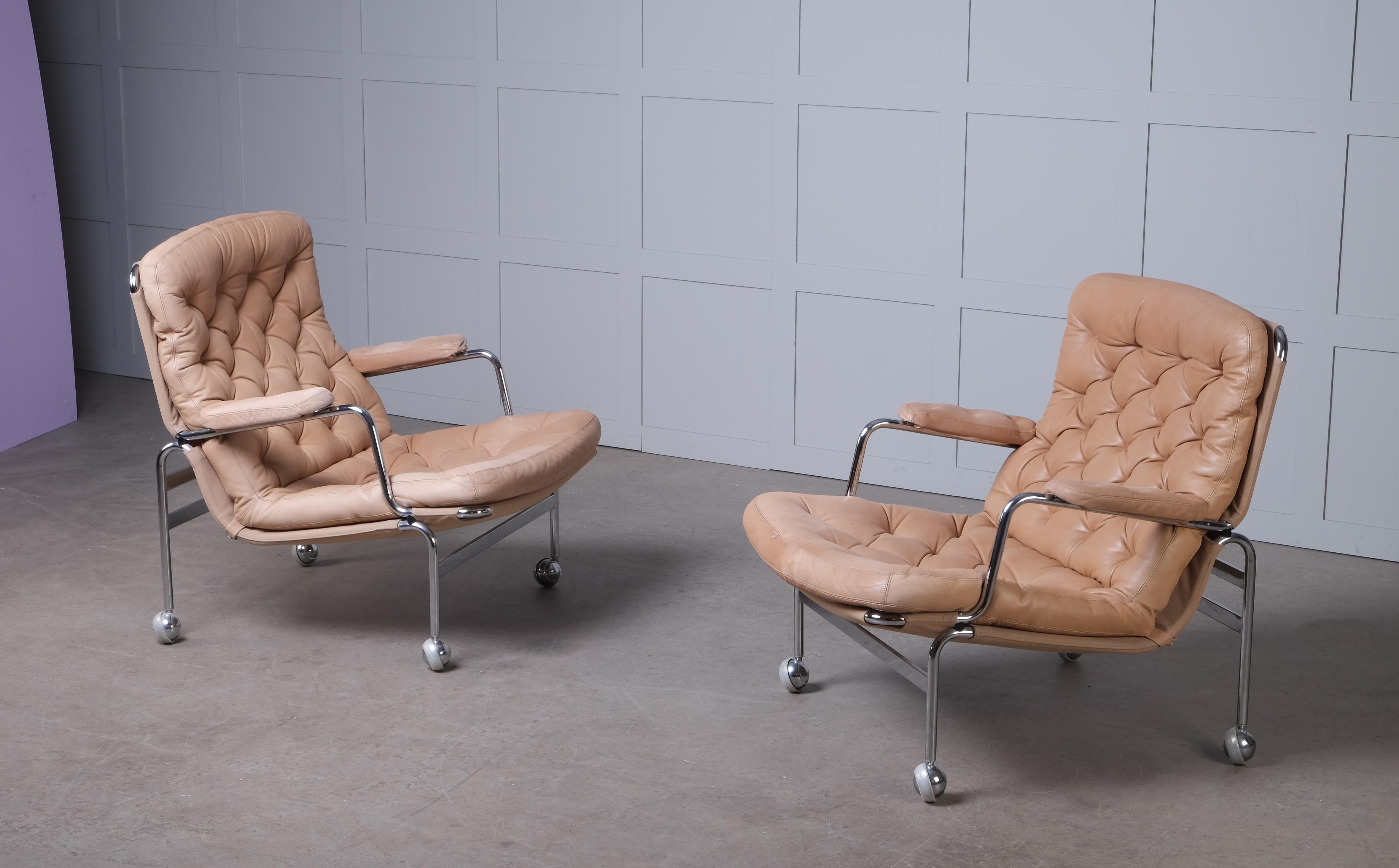 Scandinavian Modern Karin Easy Chairs by Bruno Mathsson, 1970s For Sale
