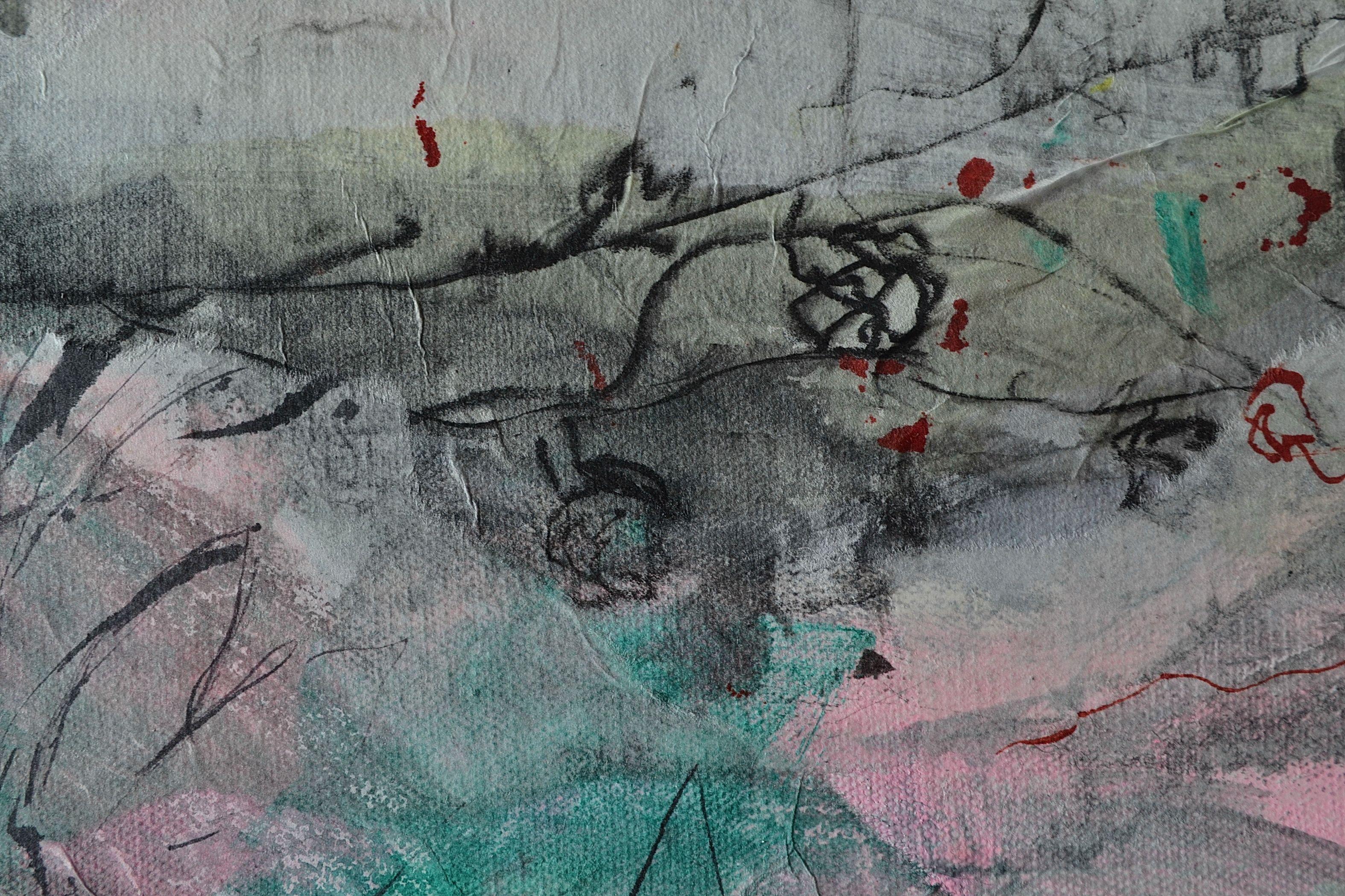 This is a work on canvas - ready to hang - in mixed media.    I used Chinese silk paper, acrylic colours and ink to create this.    The work is protected by a glossy varnish. The sides of the work are integrated in the image.    50 x 70 x 2 cm /