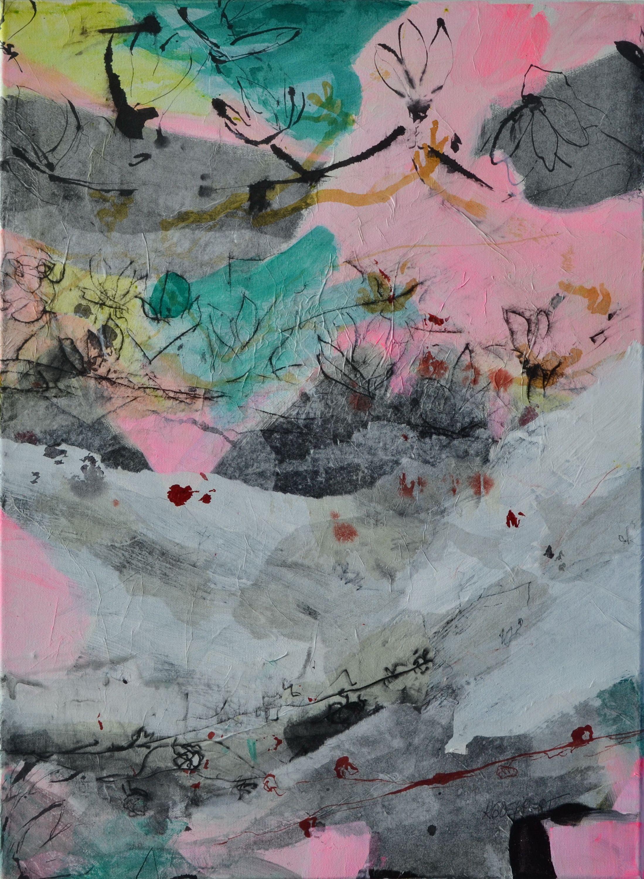 Karin Goeppert Abstract Painting - A Few Random Thoughts on a Sunny Afternoon, Painting, Acrylic on Canvas