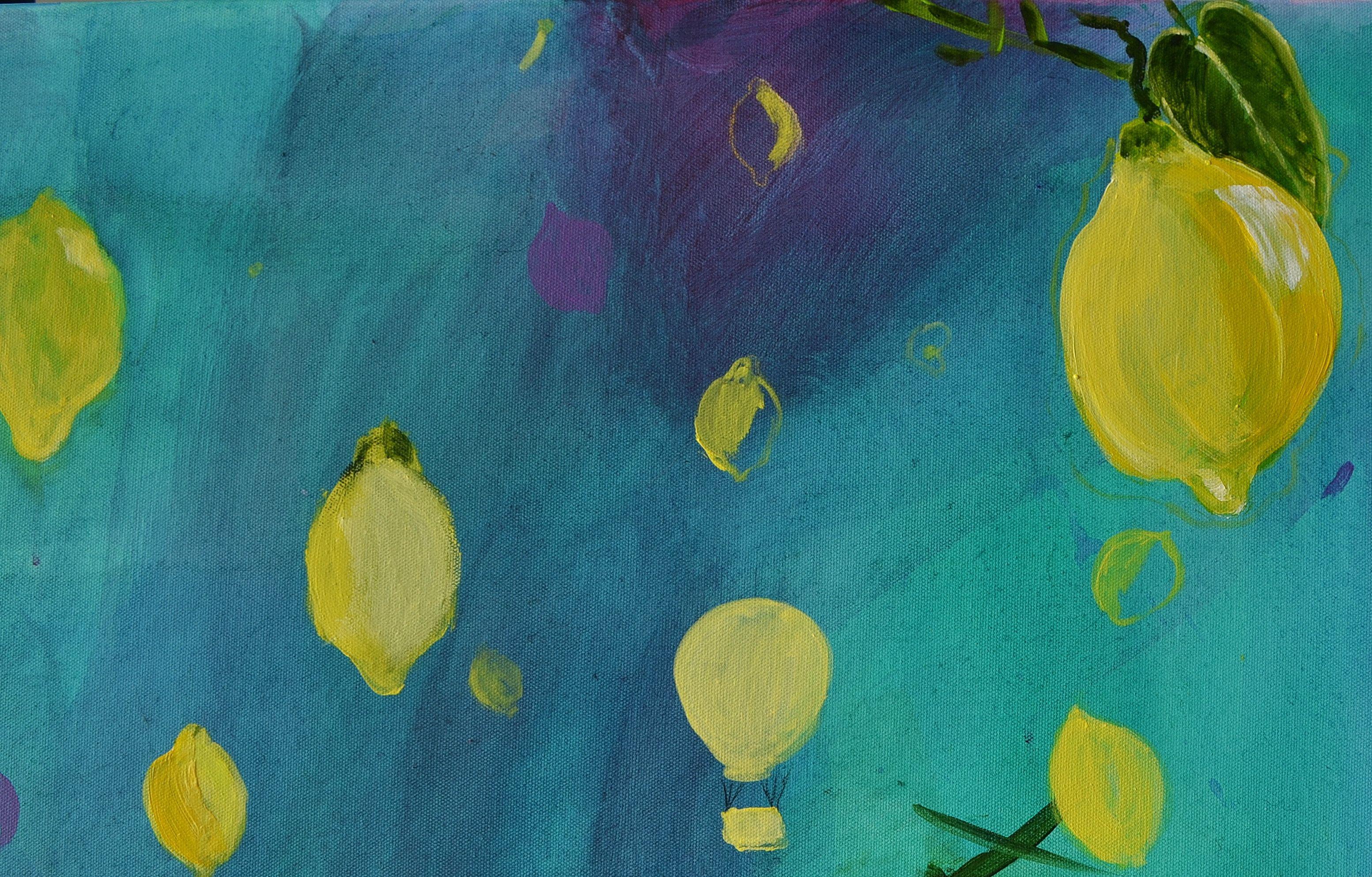 Une peinture amusante et humoristique sur toile, prête à être accrochée, dans une palette de couleurs complémentaires.    Les côtés de la toile Gallery wrapped sont peints en blanc.    J'ai utilisé des couleurs acryliques, ainsi que de l'encre et du
