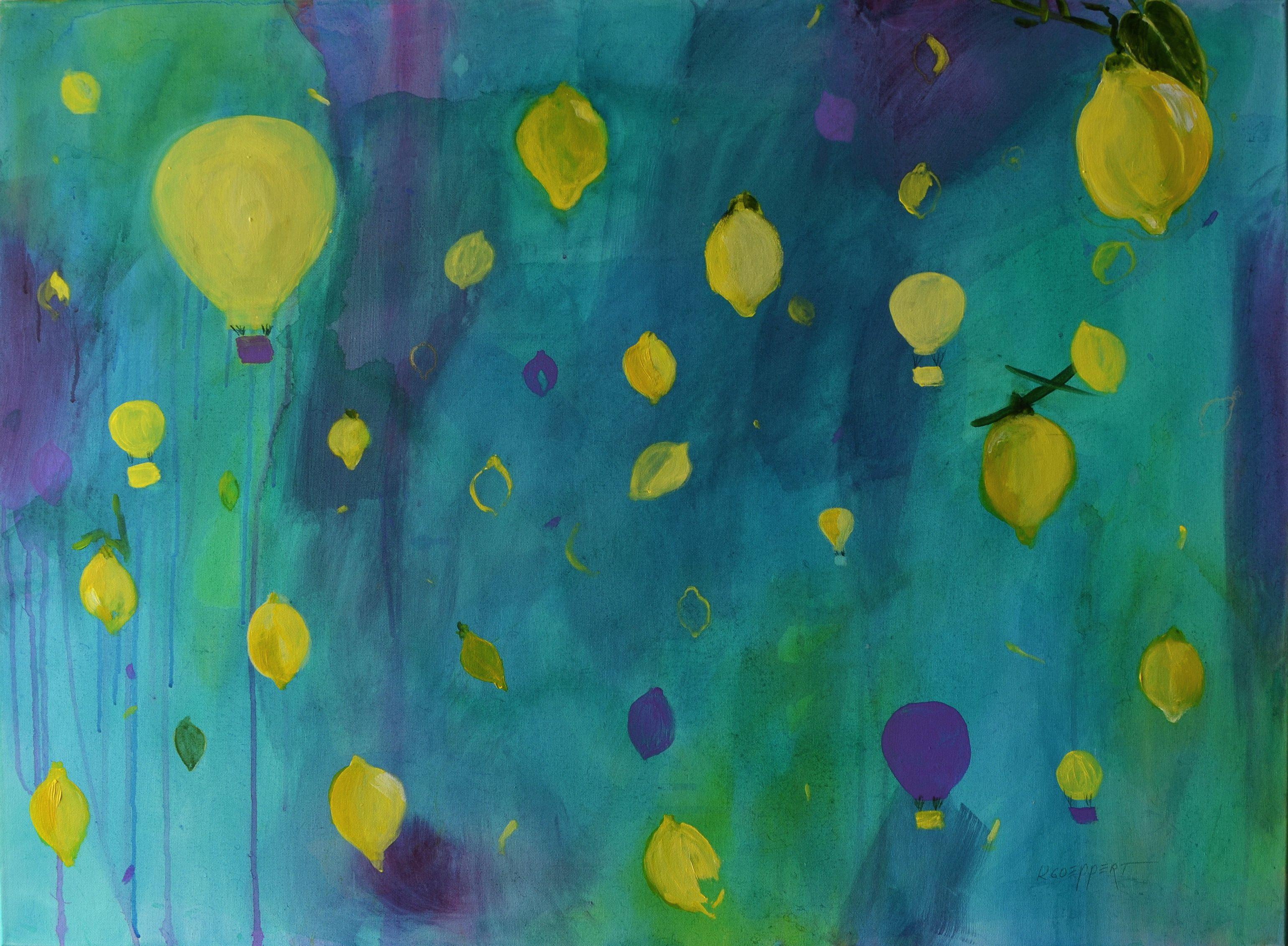 Absturzgefahr - Crash Hazard, peinture, acrylique sur toile - Painting de Karin Goeppert