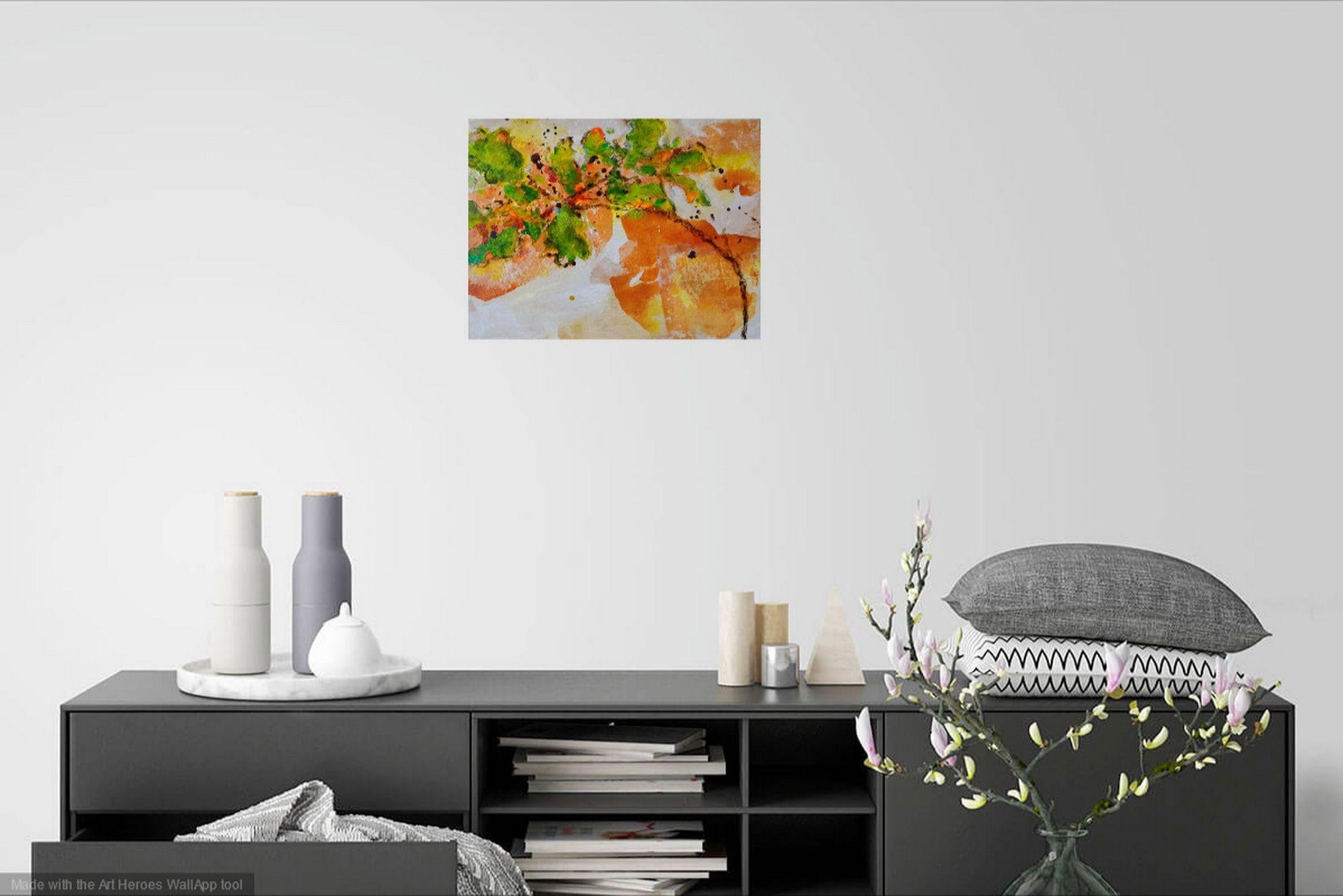 Autumn Oak, Painting, Acrylic on Wood Panel - Brown Abstract Painting by Karin Goeppert