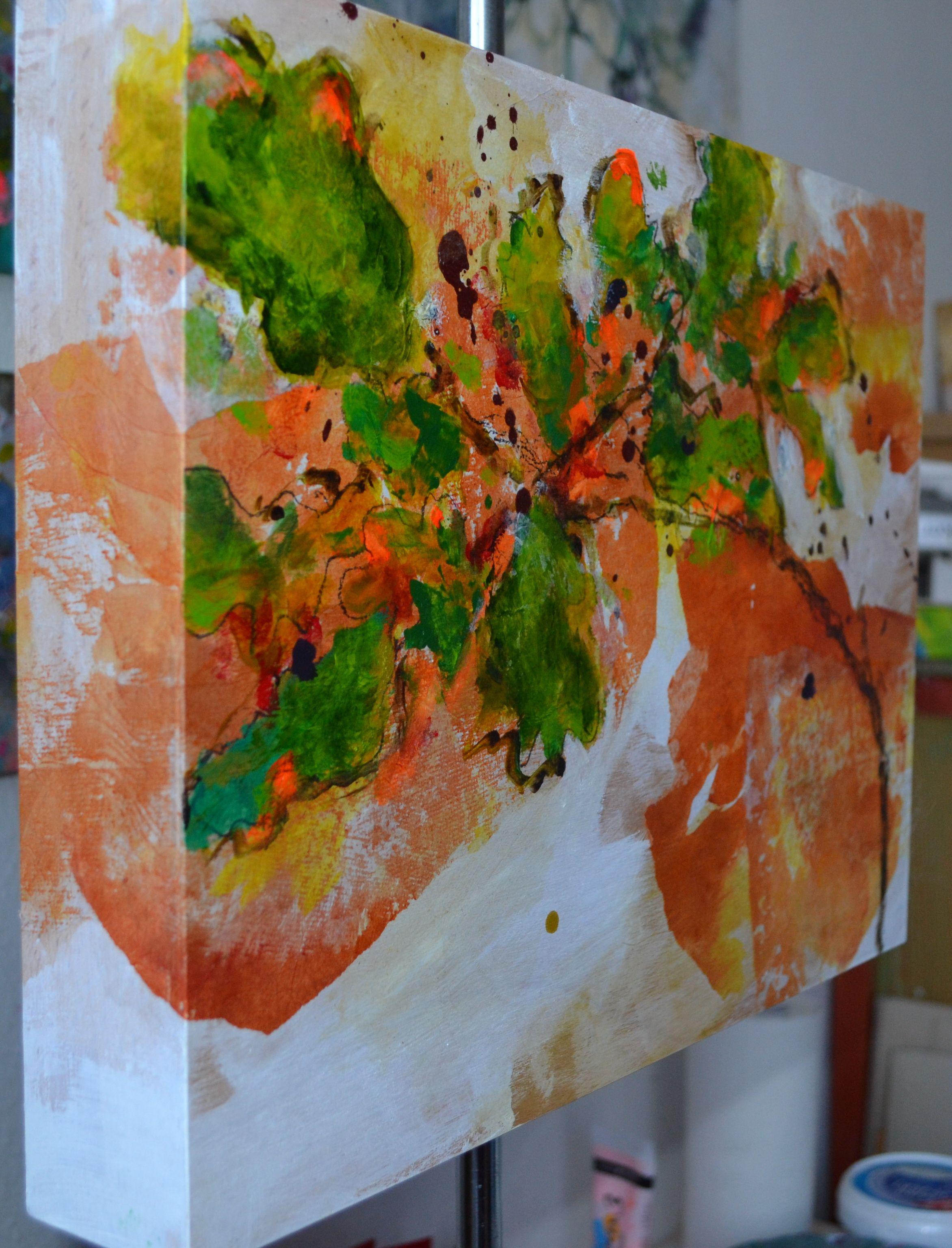 Autumn Oak, Painting, Acrylic on Wood Panel For Sale 1