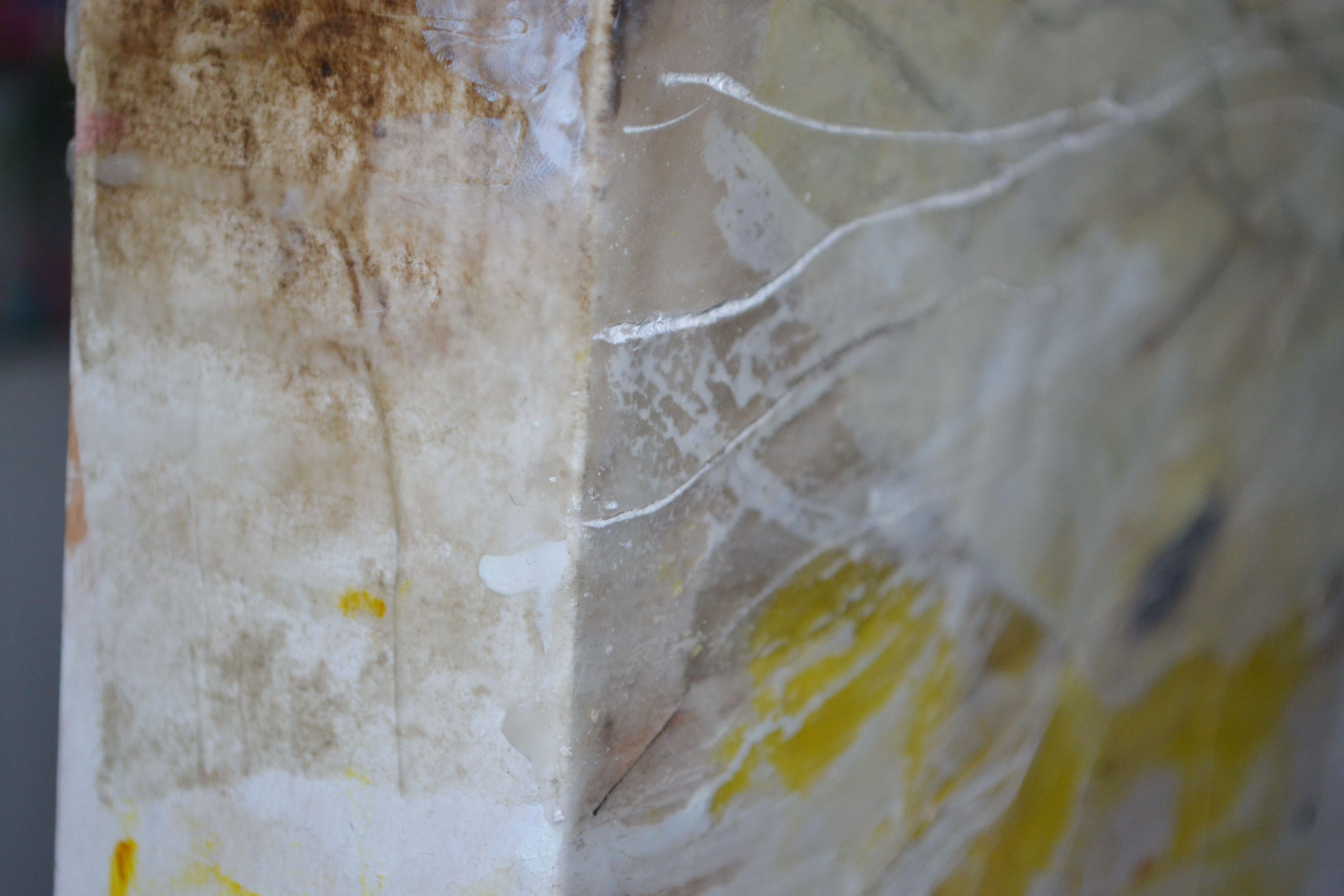 Chavez Ravine, Malerei, Acryl auf Holzplatte (Grau), Abstract Painting, von Karin Goeppert