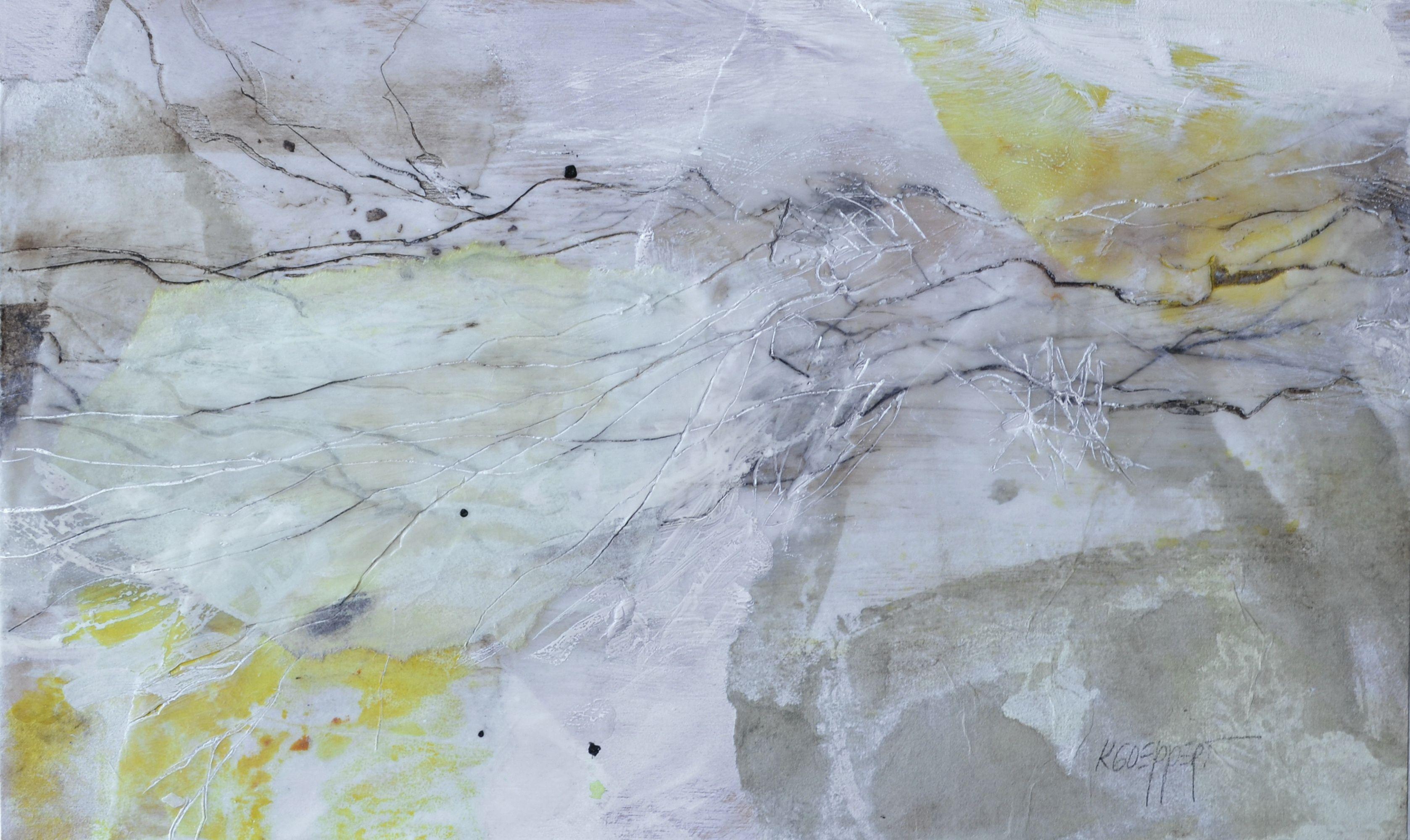 Karin Goeppert Abstract Painting – Chavez Ravine, Malerei, Acryl auf Holzplatte
