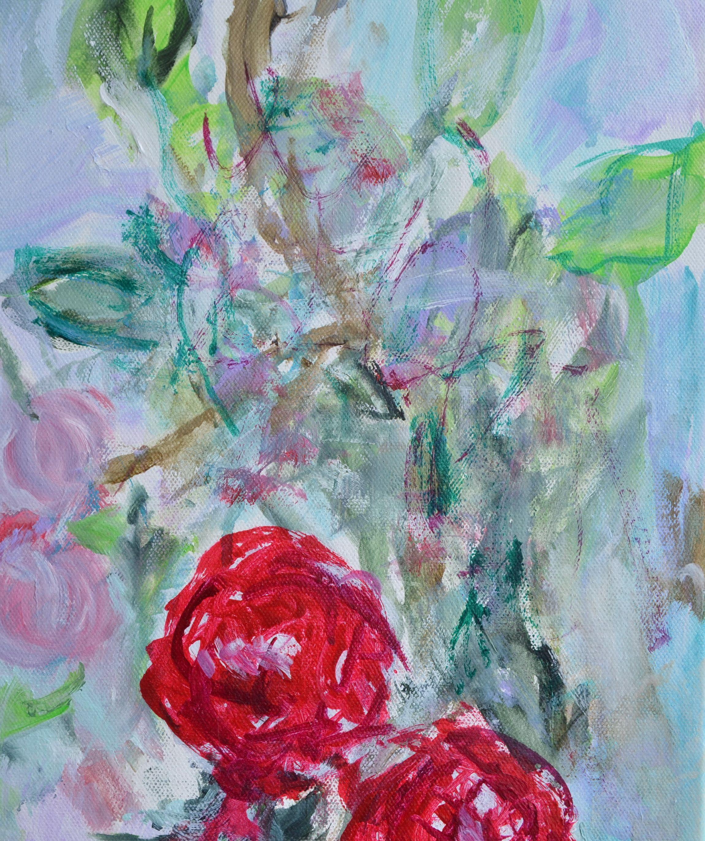 China Rose, Painting, Acrylic on Canvas For Sale 2
