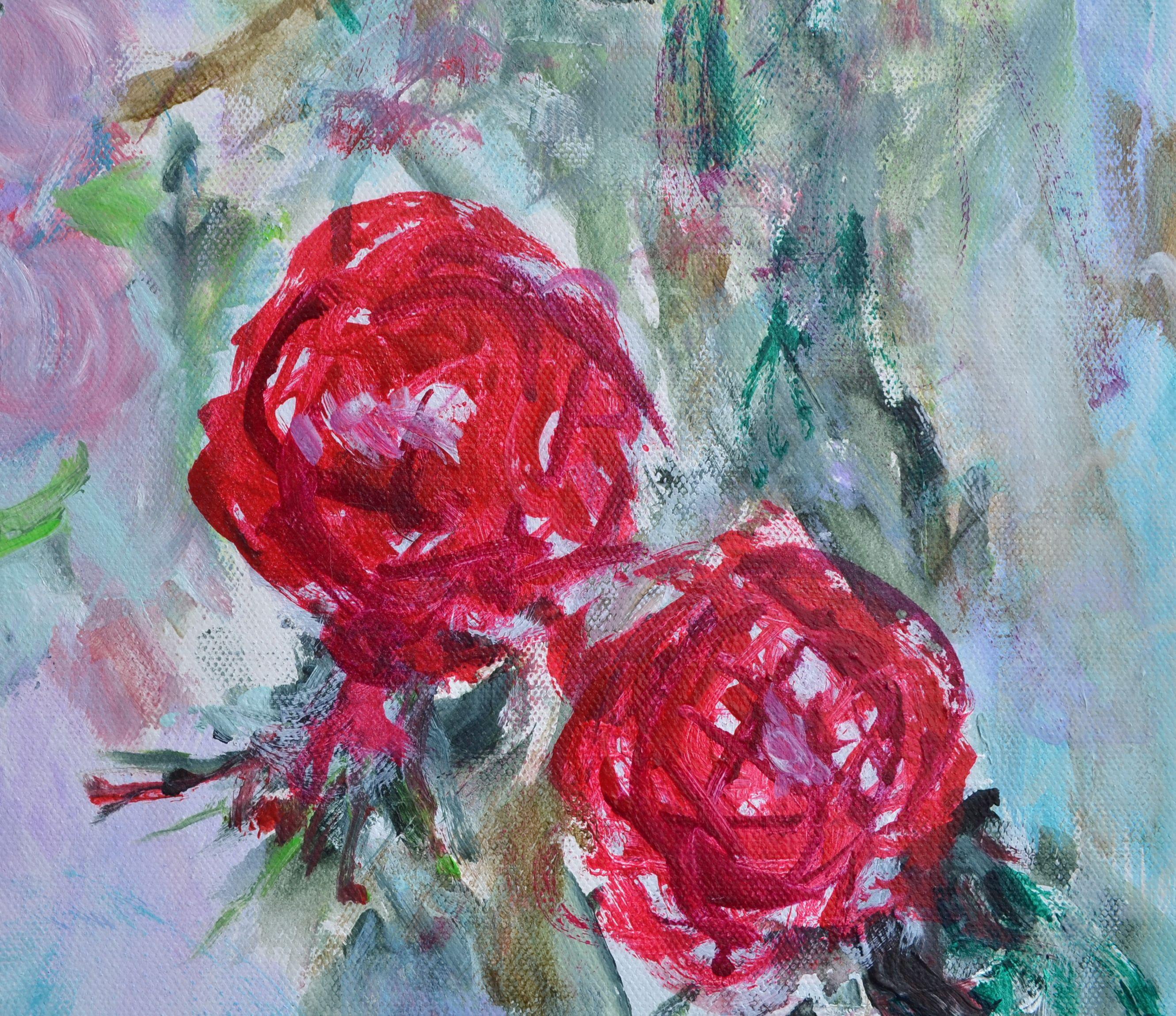 China Rose, Painting, Acrylic on Canvas For Sale 3